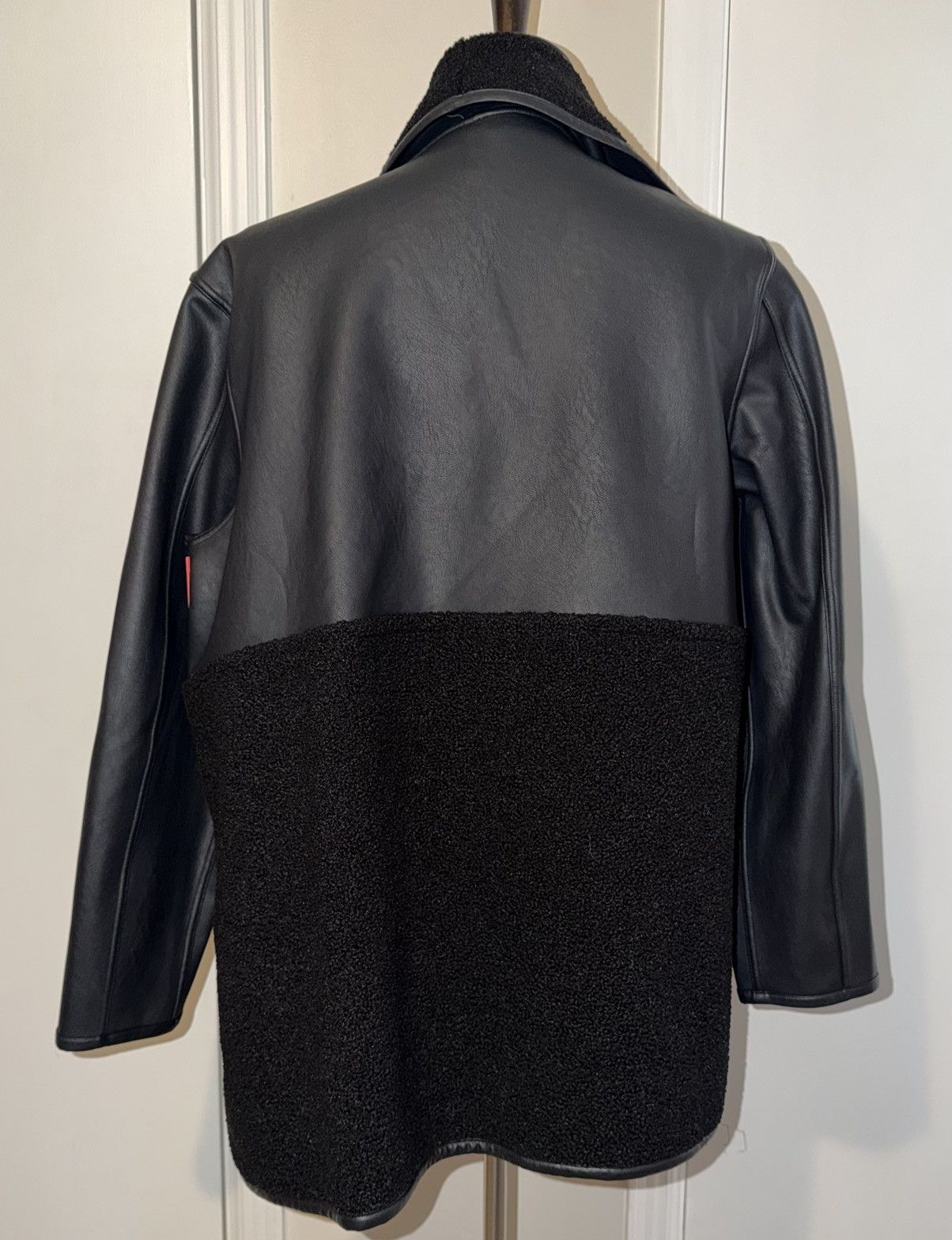 Spanx Spanx Black Fleece & Faux Leather Womens Long Wrap Jacket 2X Size XXL / US 16-18 / IT 52-54 - 10 Thumbnail