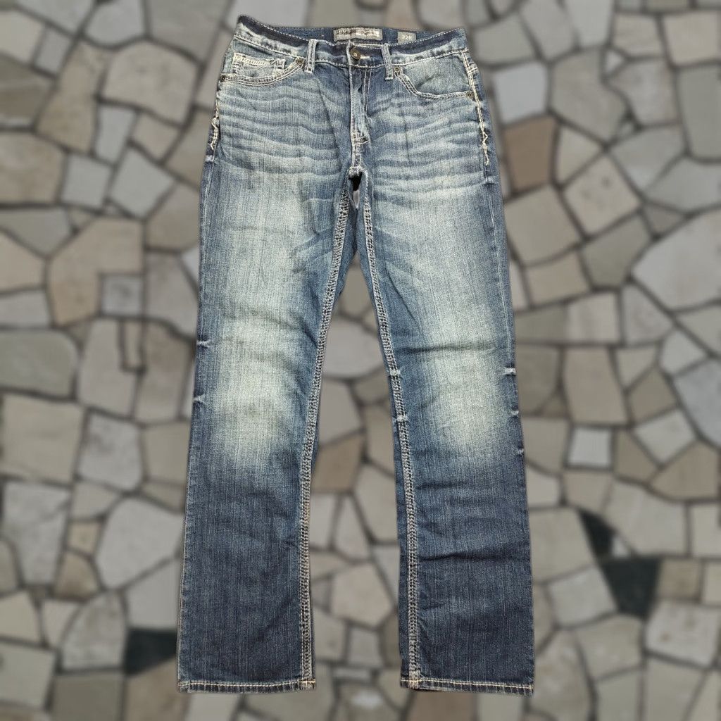 BKE BKE Jake Straight Jeans Mens 30x31 Blue Medium Wash Denim 5-Pocket Zip Button Regular Rise 9 in Inseam 31 in Cotton Spandex Casual USA Cowboy Rock Size US 30 / EU 46 - 1 Thumbnail