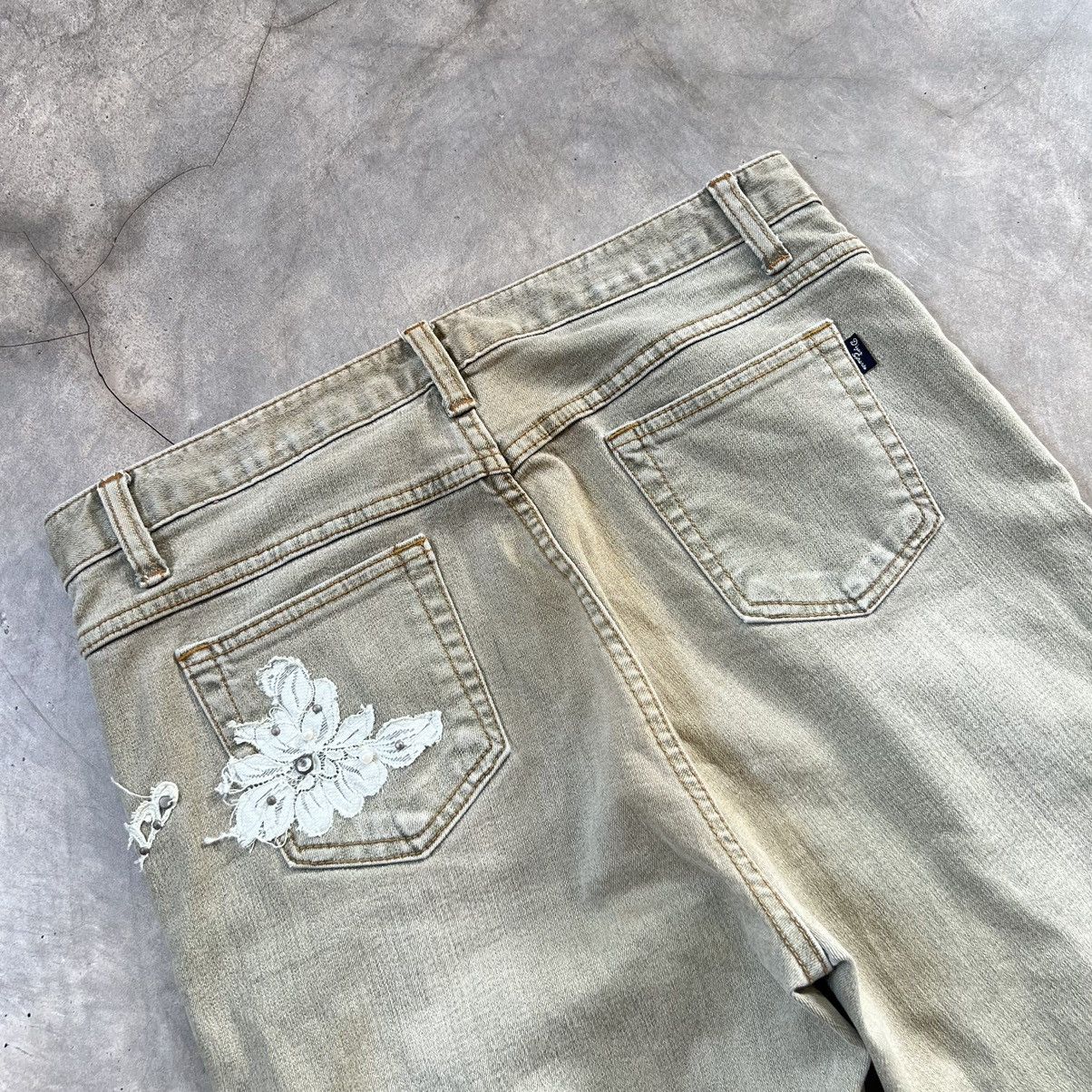 Japanese Brand Vintage D Azur Flared Swarovski Sage Green Jeans Size 30" / US 8 / IT 44 - 8 Thumbnail