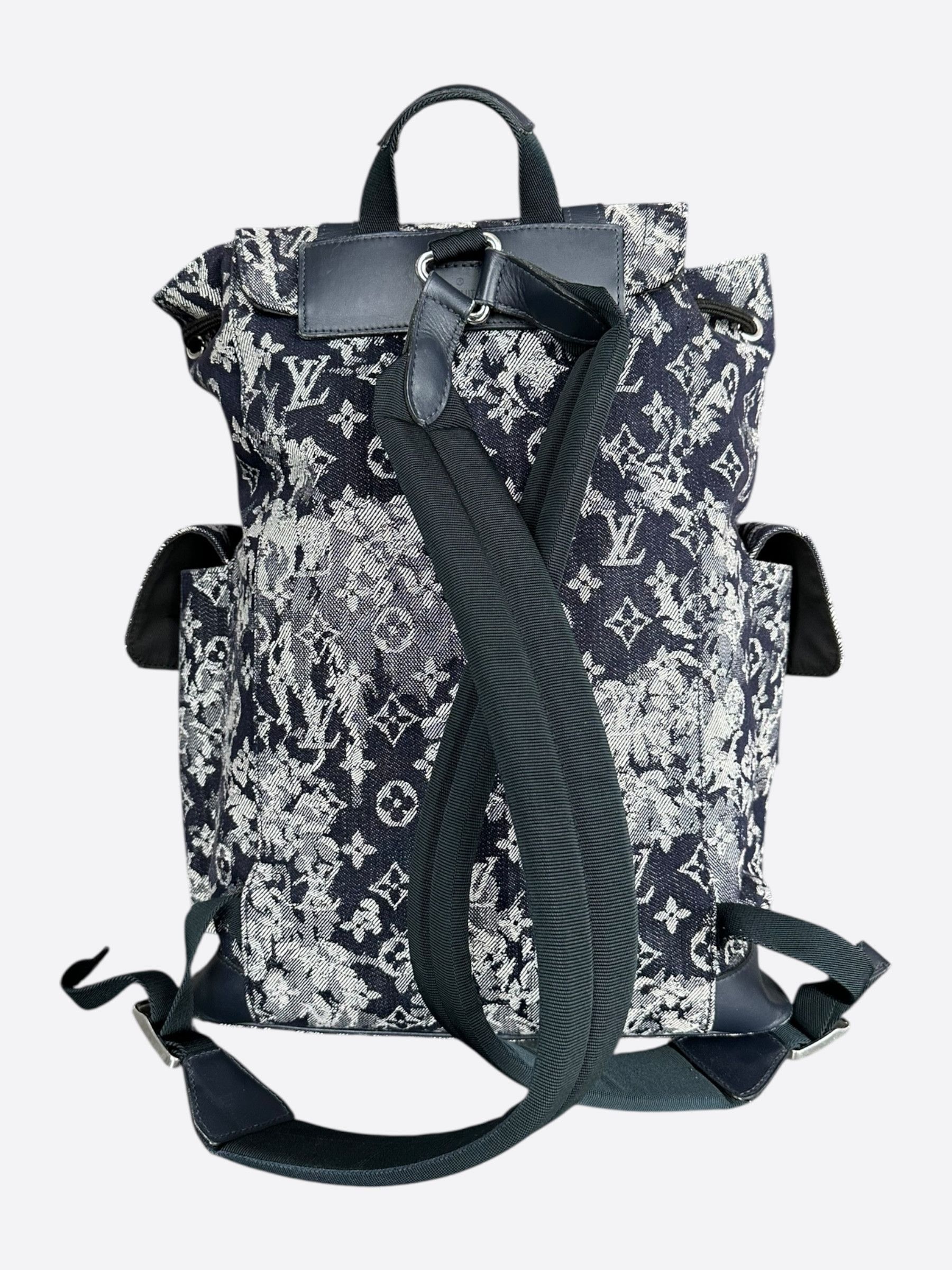 Louis Vuitton Louis Vuitton Navy Tapestry Monogram Christopher Backpack Size ONE SIZE - 3 Thumbnail