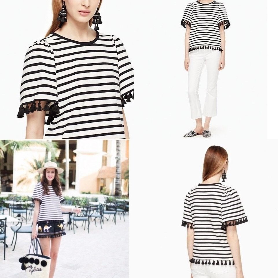 Kate Spade Kate Spade Broome Street Stripe Tassel Flutter Sleeve Top Size XS / US 0-2 / IT 36-38 - 8 Thumbnail
