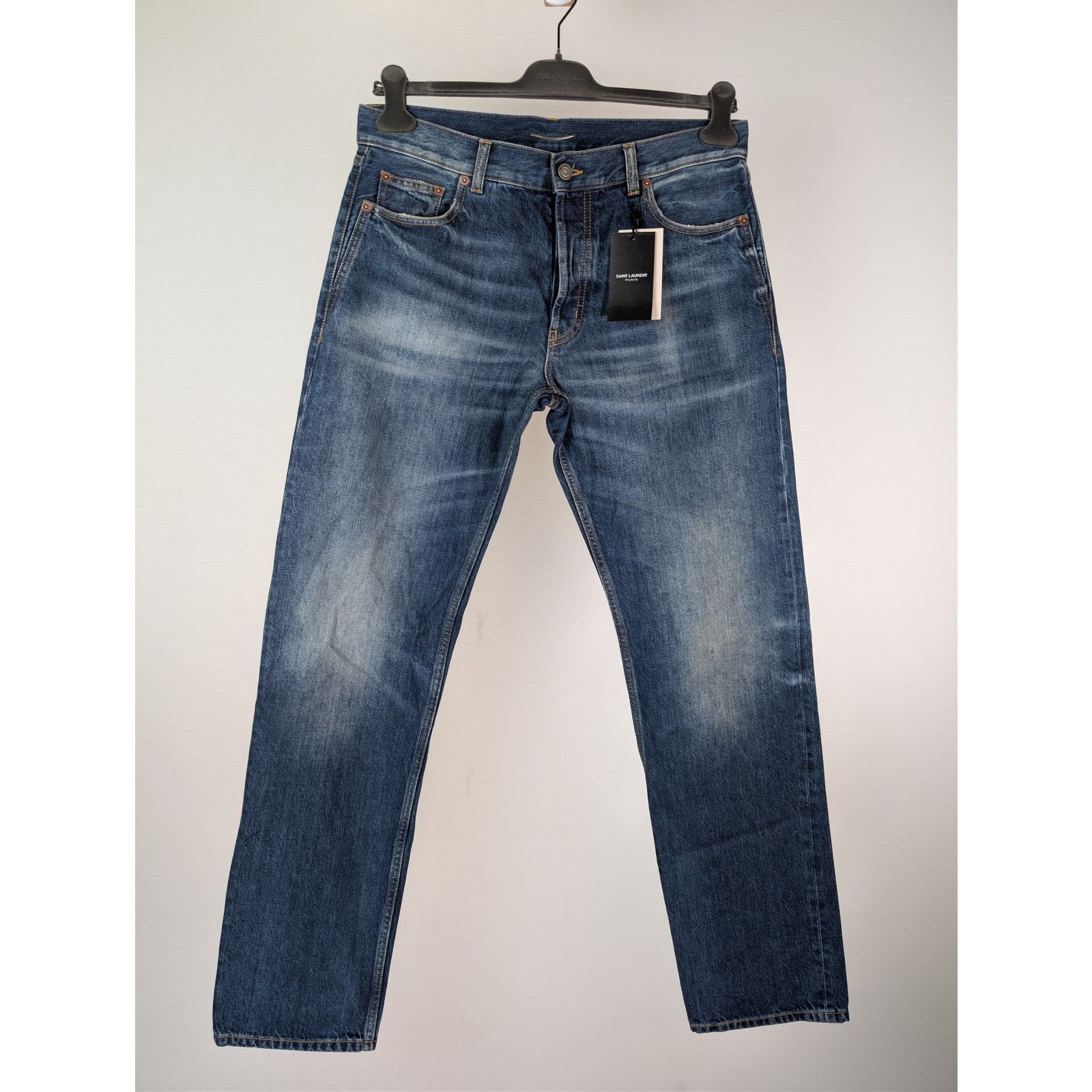 Saint Laurent Paris o1rshd1 Relaxed Straight Denim Jeans in Deauville Beach Blue Size US 34 / EU 50 - 8 Thumbnail