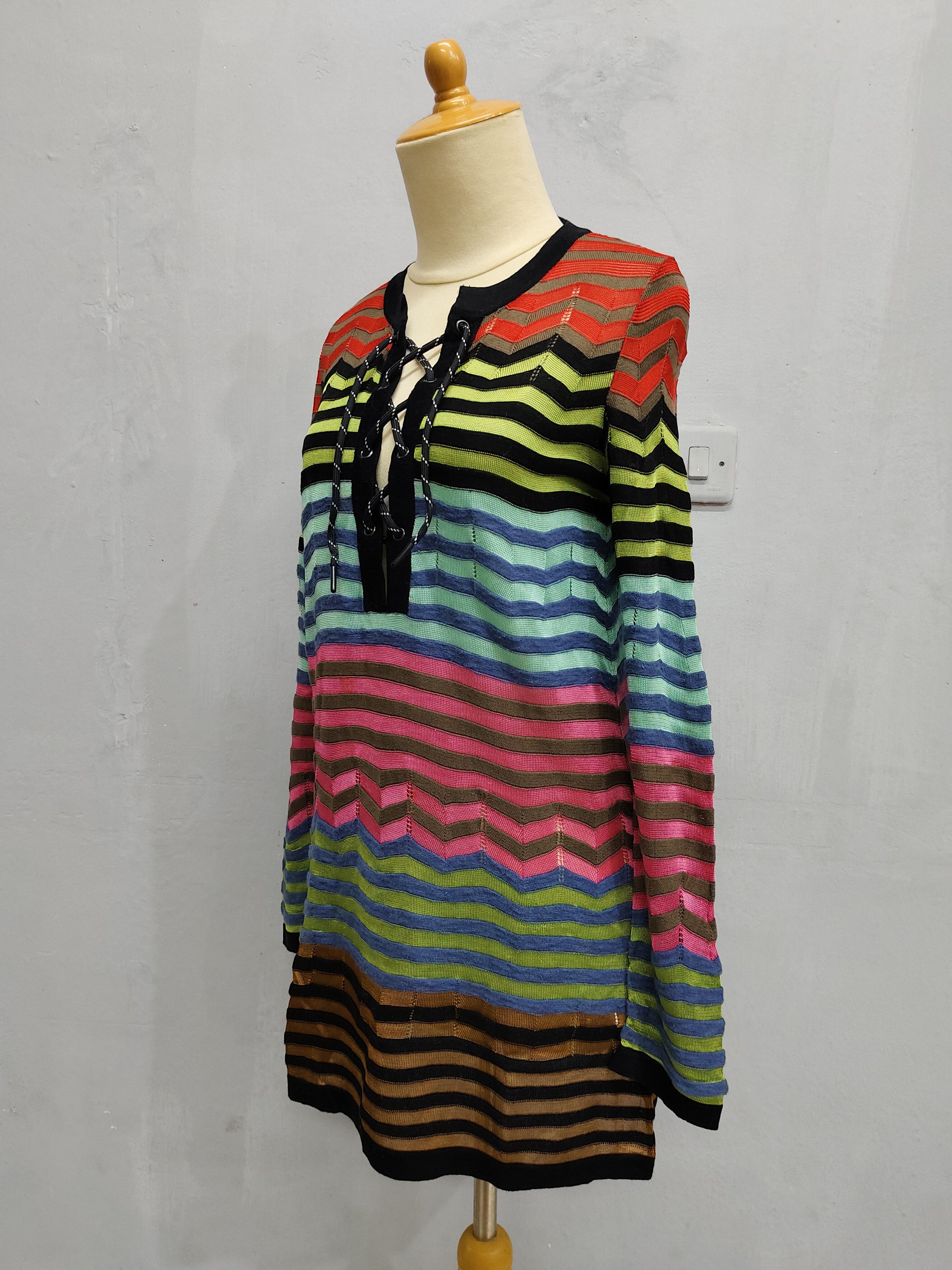 Missoni DOPE 🇮🇹 Missoni 🇮🇹 Laces Up Striped Multicolor Knitwear Size M / US 6-8 / IT 42-44 - 3 Thumbnail