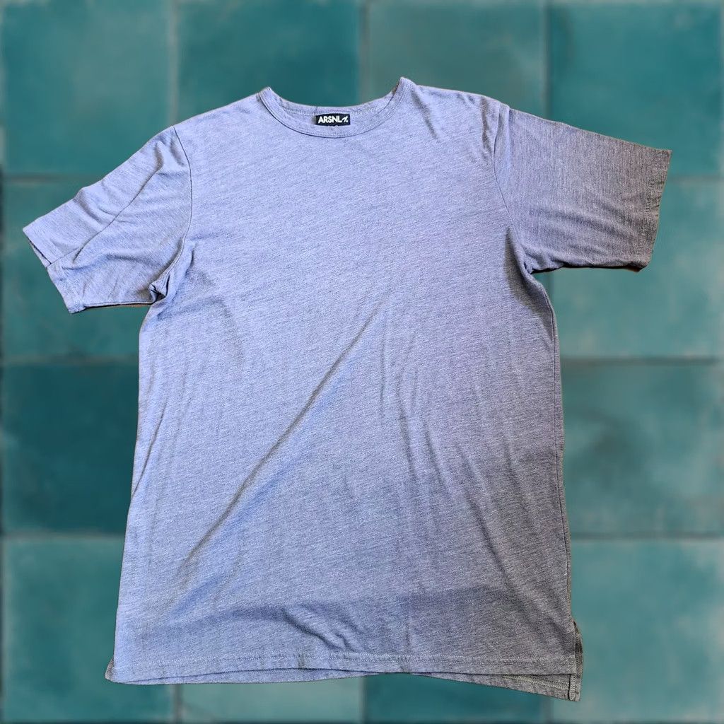 Vintage ARSNL Men Blue Heathered Short Sleeve Shirt XL Crew Neck Solid T-Shirt Summer Spring Fall Mens XL Blue Size US XL / EU 56 / 4 - 1 Thumbnail