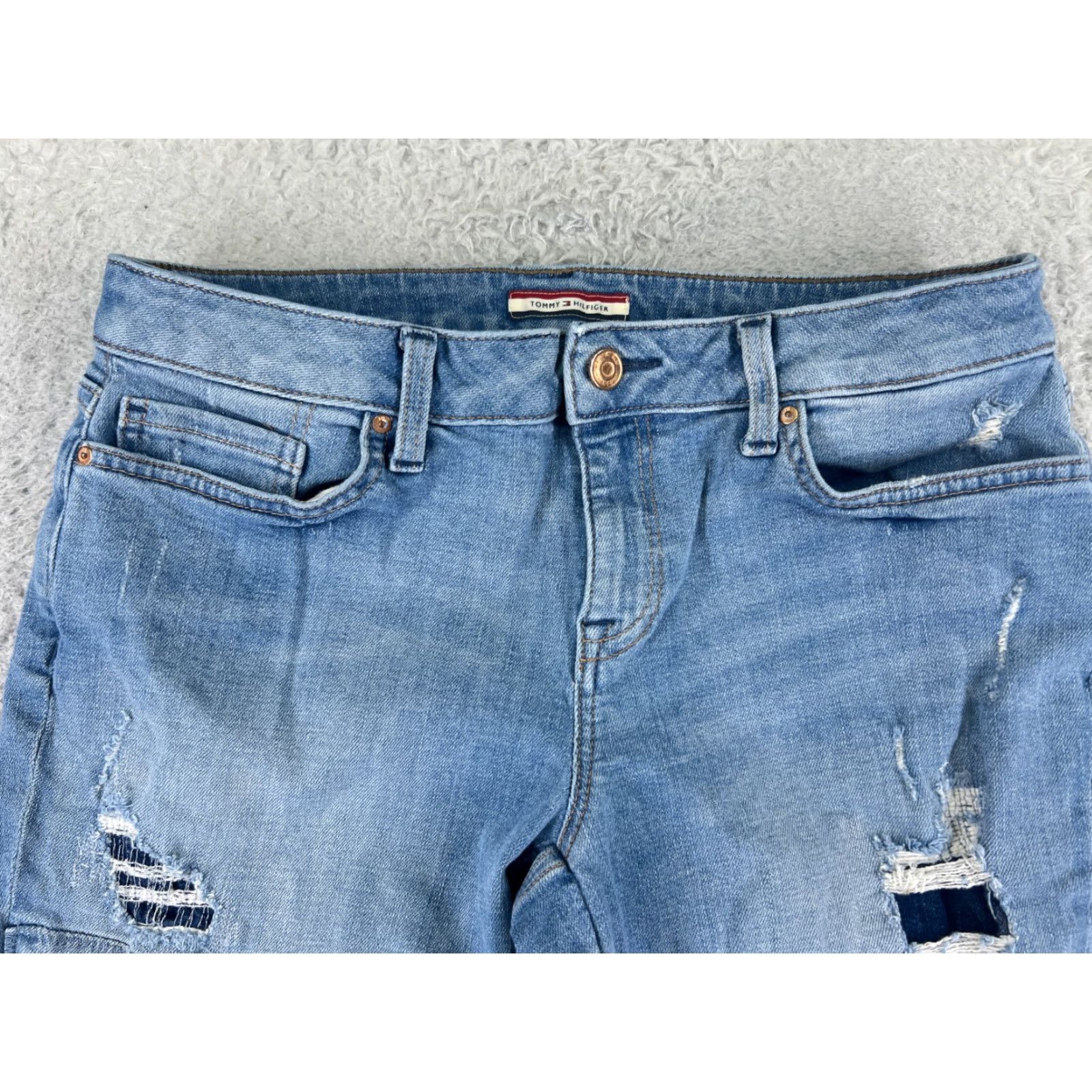 Tommy Hilfiger Tommy Hilfiger Women's Jeans 4 Blue Denim Mid Rise Straight Asymmetric Distressed 5-Pocket Size 27" / US 4 / IT 40 - 4 Thumbnail