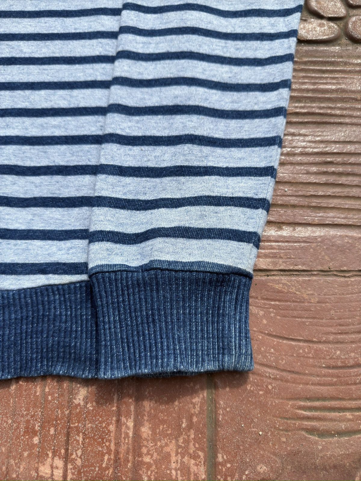 45rpm BLUE BLUE JAPAN Big V-Neck Indigo Stripes Jumper Size US L / EU 52-54 / 3 - 8 Thumbnail