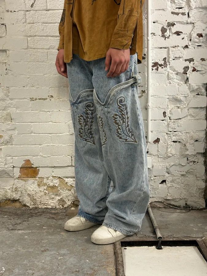 Y/Project Y/Project Light Blue Denim Embroidered Cowboy Jeans Size US 32 / EU 48 - 3 Thumbnail