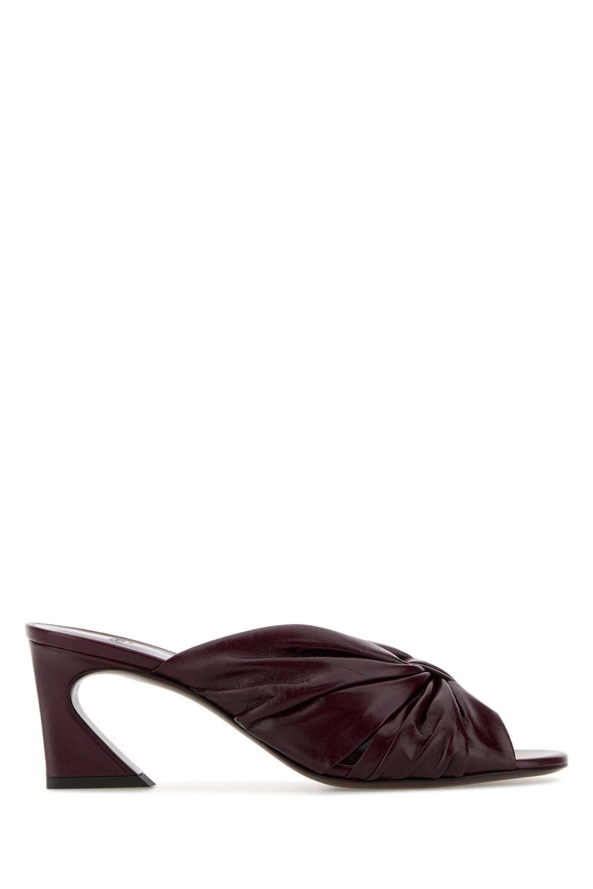 Fendi Burgundy Leather Fendi Arco Mules Size US 6 / IT 36 - 1 Thumbnail