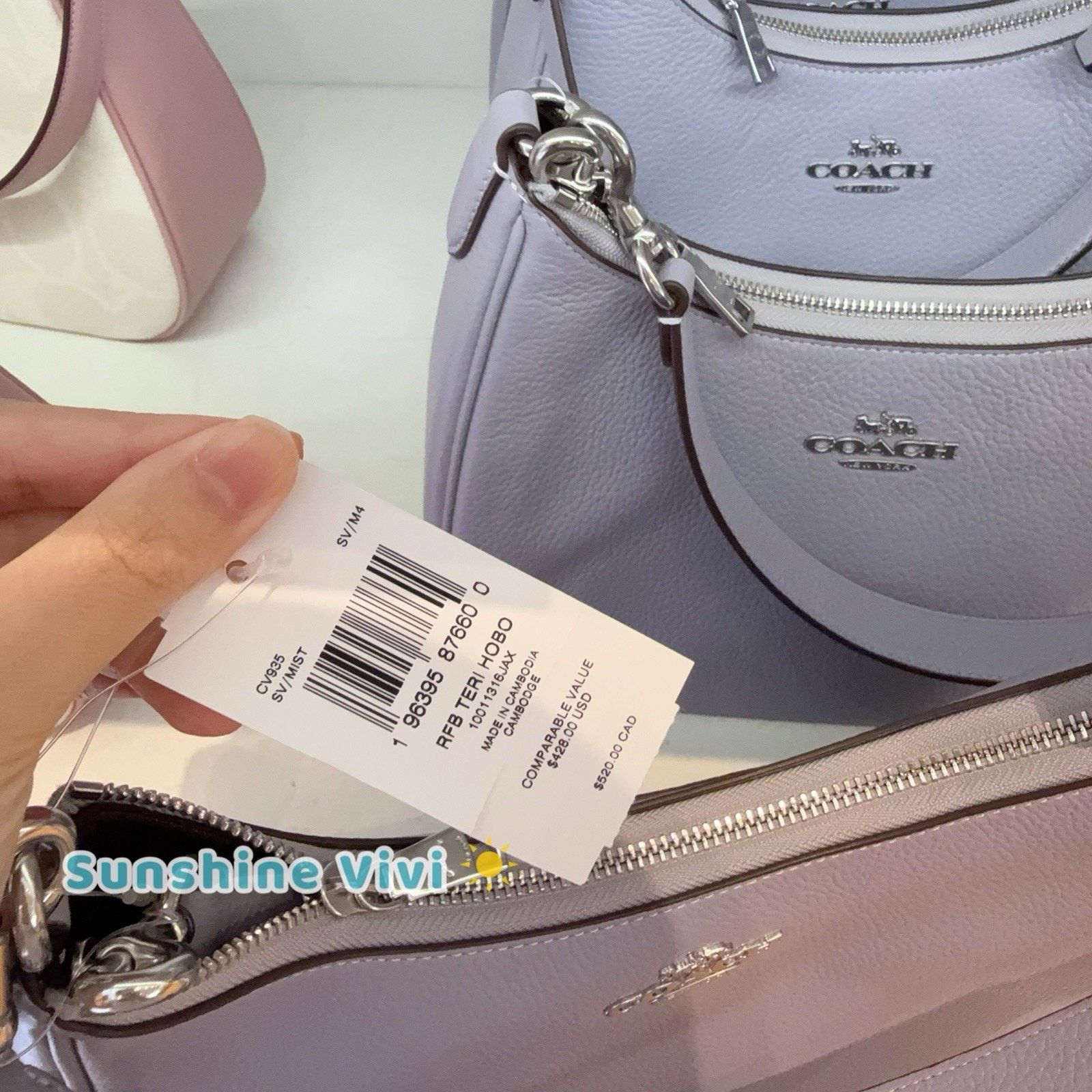 Coach NWT Coach Teri Hobo Bag Leather CV935 Silver/Mist leather Size ONE SIZE - 2 Thumbnail
