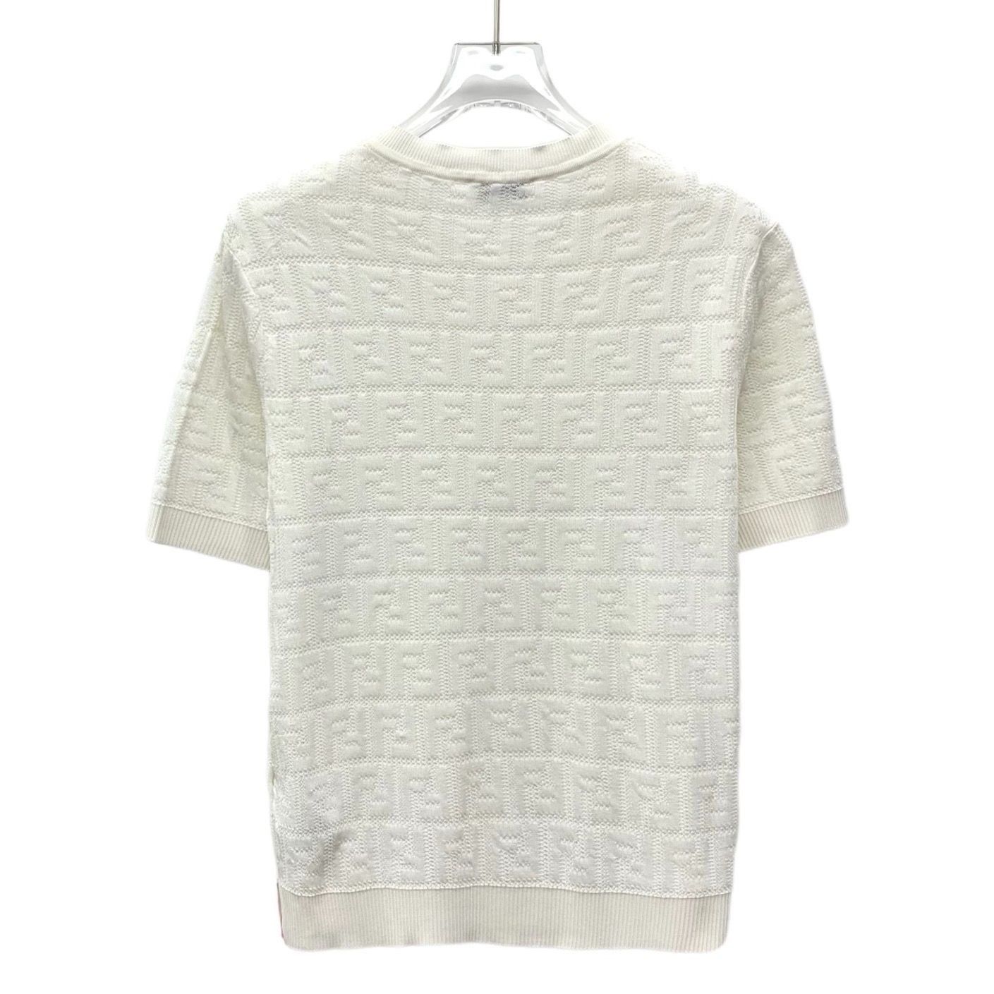 Fendi Fendi White Logo Jacquard Cotton-Viscose Knit Sweater Round Size M / US 6-8 / IT 42-44 - 8 Thumbnail
