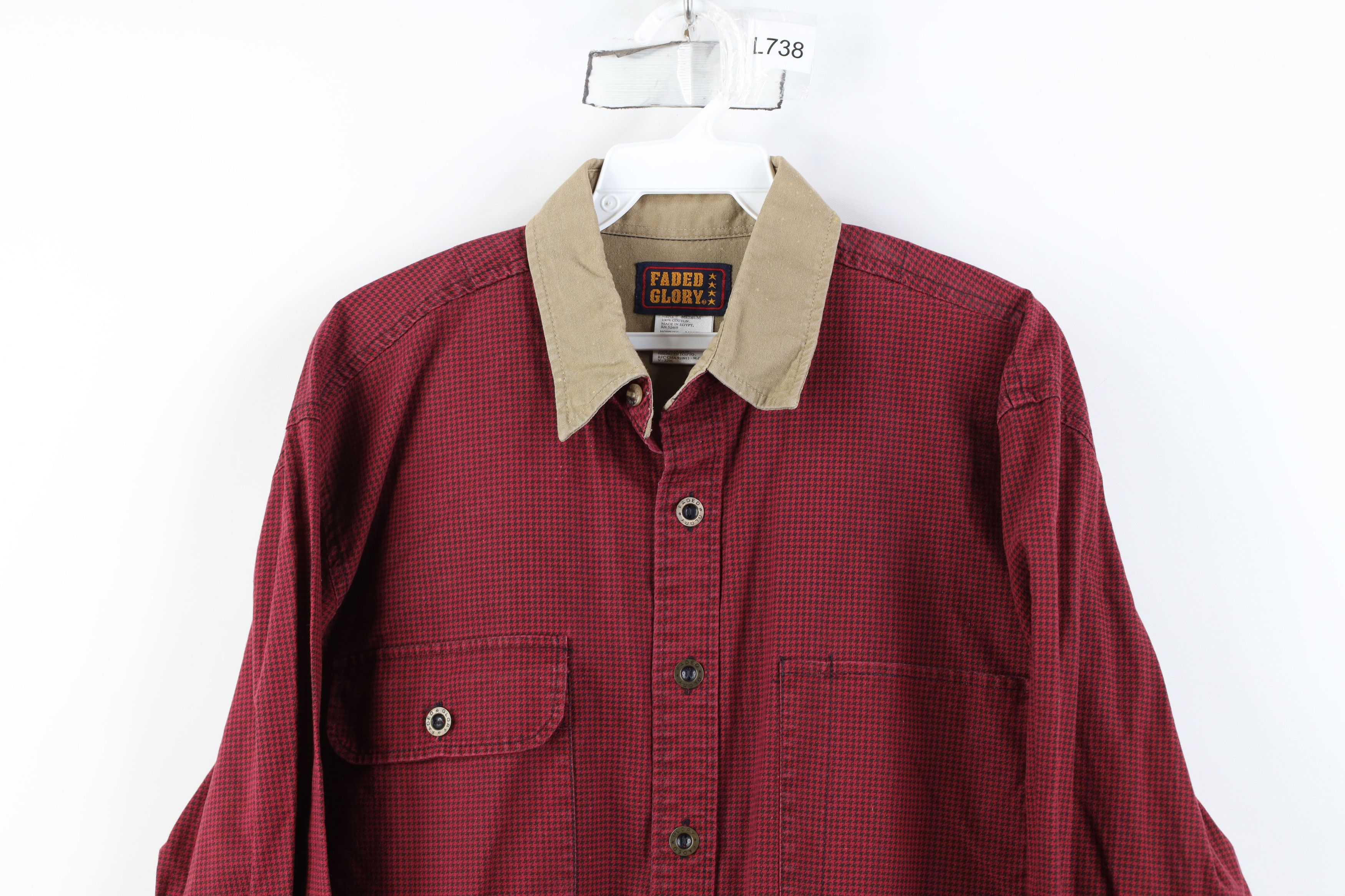 Vintage Vintage 90s Streetwear Houndstooth Collared Button Shirt Size US M / EU 48-50 / 2 - 2 Thumbnail