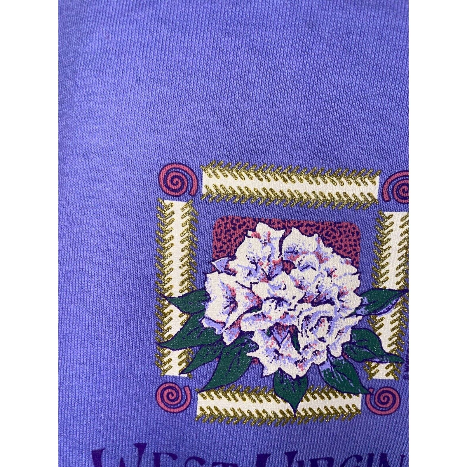 Jerzees Vintage West Virginia Shirt Wildflowers Purple Tee 90s VTG M Size US M / EU 48-50 / 2 - 4 Thumbnail