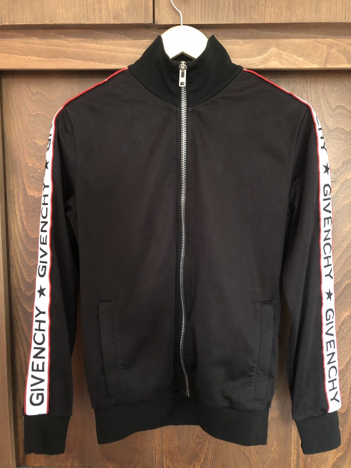 Givenchy Givenchy Black Jersey Logo Tape Trimmed Zip-Front Jacket Size US S / EU 44-46 / 1 - 1 Thumbnail