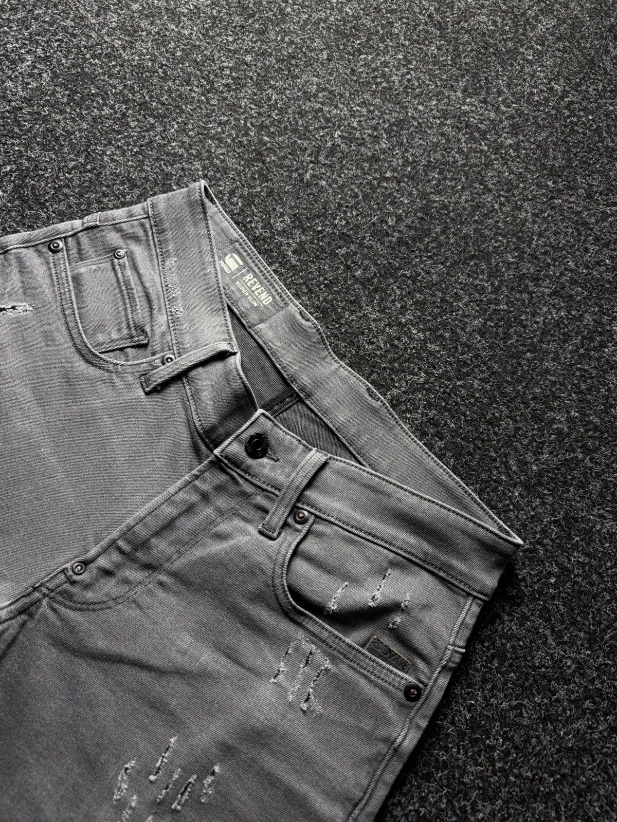 G-Star 00s G-Star RAW Revend Super Slim Grey Distressed Jeans Size US 29 - 5 Thumbnail
