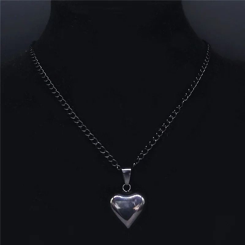 Jewelry Gothic Heart Star Stainless Steel Necklace Size ONE SIZE - 3 Thumbnail