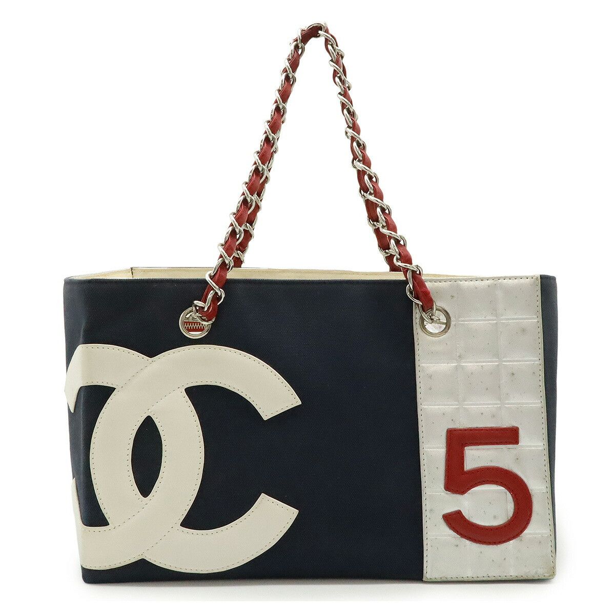 Chanel Chanel Coco Mark No.5 Canvas Leather 2Way Bag Canvas Shoulder Bag A18644 in Blue, Women's