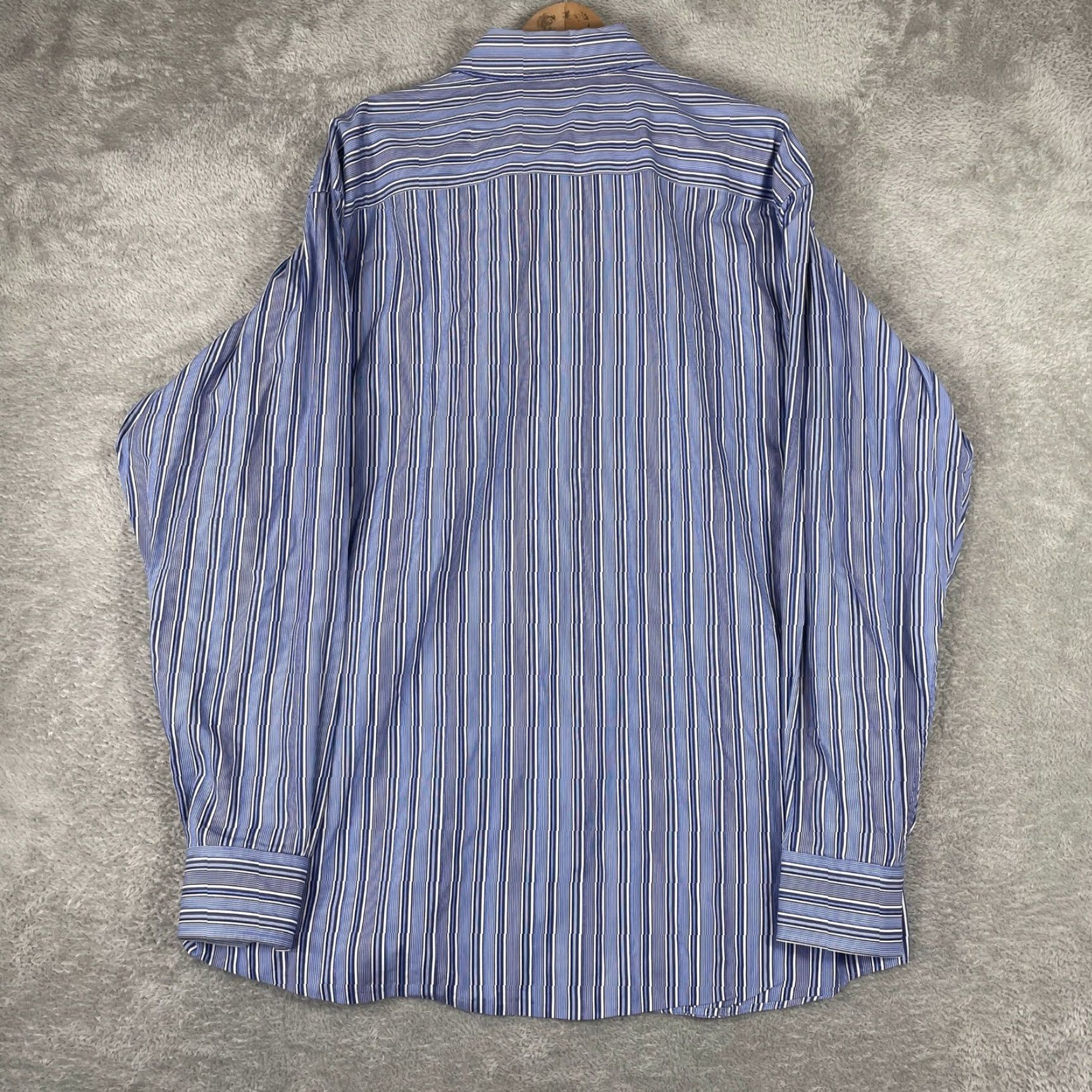 BUGATCHI Bugatchi Uomo Shirt Button-Down Long Sleeve Mens 2XL Blue Striped Classic Button-Up Shirt Mens Size US XXL / EU 58 / 5 - 5 Thumbnail