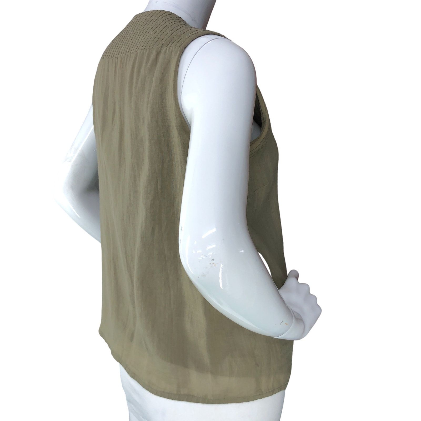 Adolfo Dominguez Adolfo Dominguez Size S Shell Tank Top Green Deep V Neck Size S / US 4 / IT 40 - 8 Thumbnail