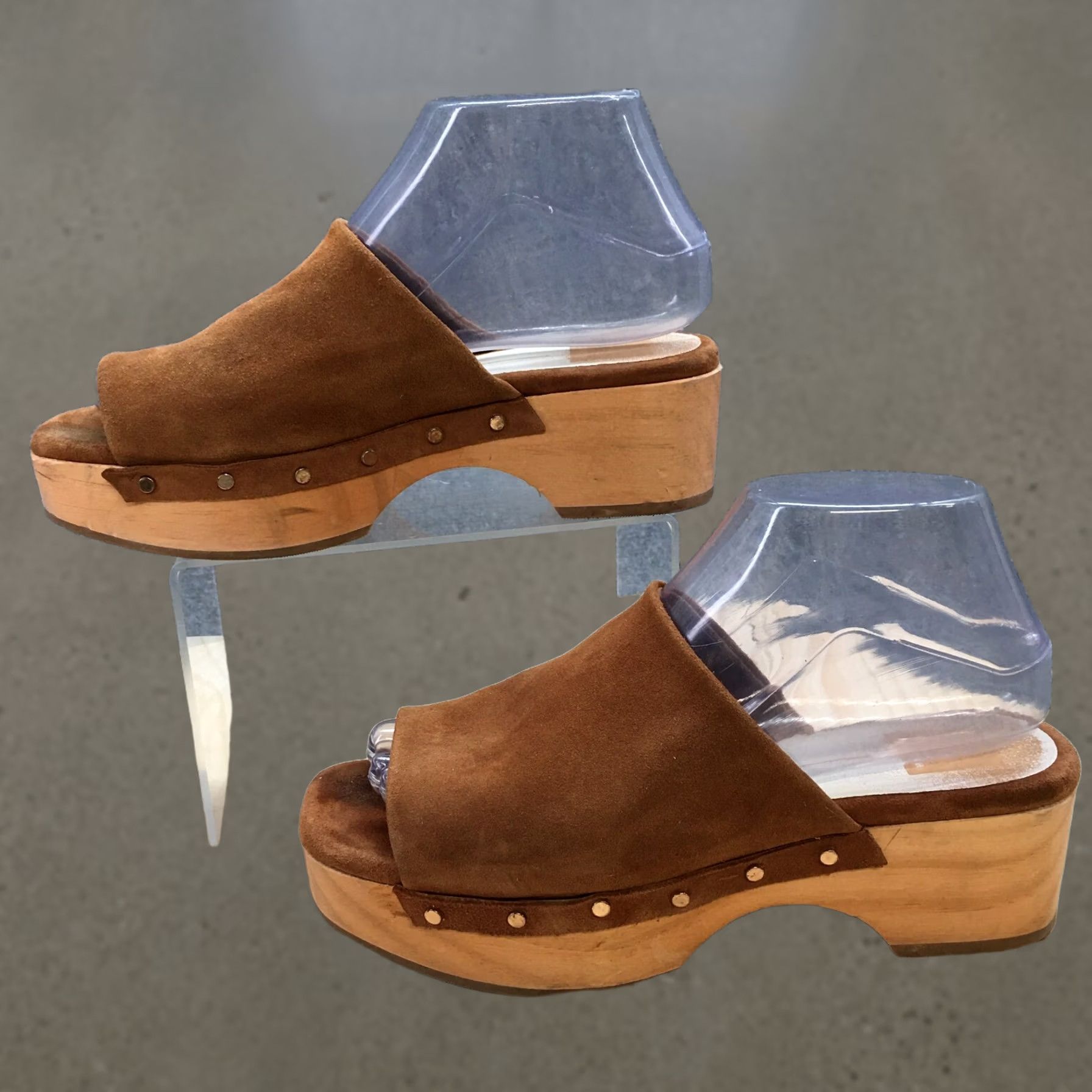 Dolce Vita Dolce Vita Sandals Womens 7 Slip On Slides Brown Leather Studded Size US 7 / IT 37 - 1 Thumbnail