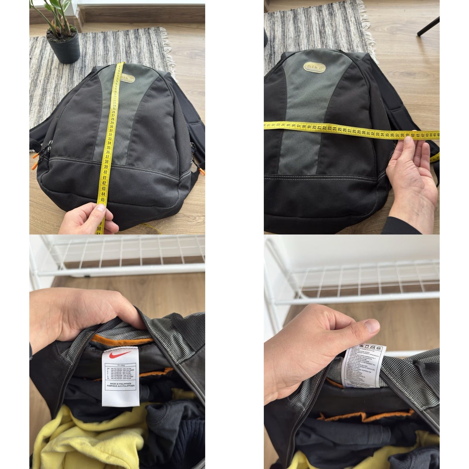Nike VINTAGE Nike Backpack Black 90s Bag Rare Men Medium Backpack 90s Retro Sports Distressed Pockets Adjustable Strap Limited Edition Size ONE SIZE - 8 Thumbnail