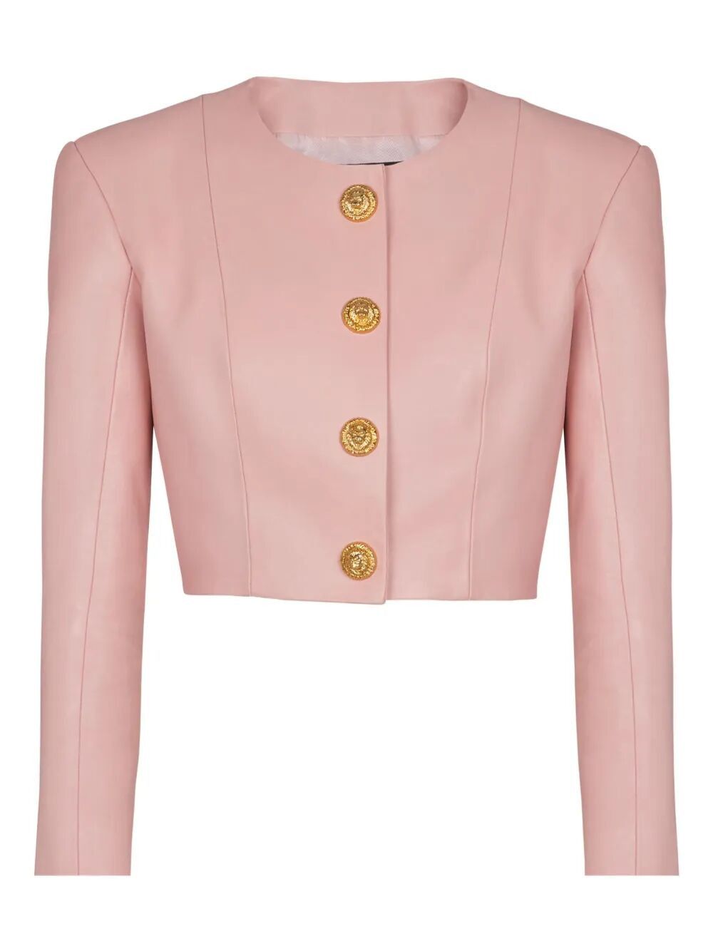 Balmain LONG SLEEVES BUTTONED LAMBSKIN CROPPED JACKET Size S / US 4 / IT 40 - 1 Thumbnail