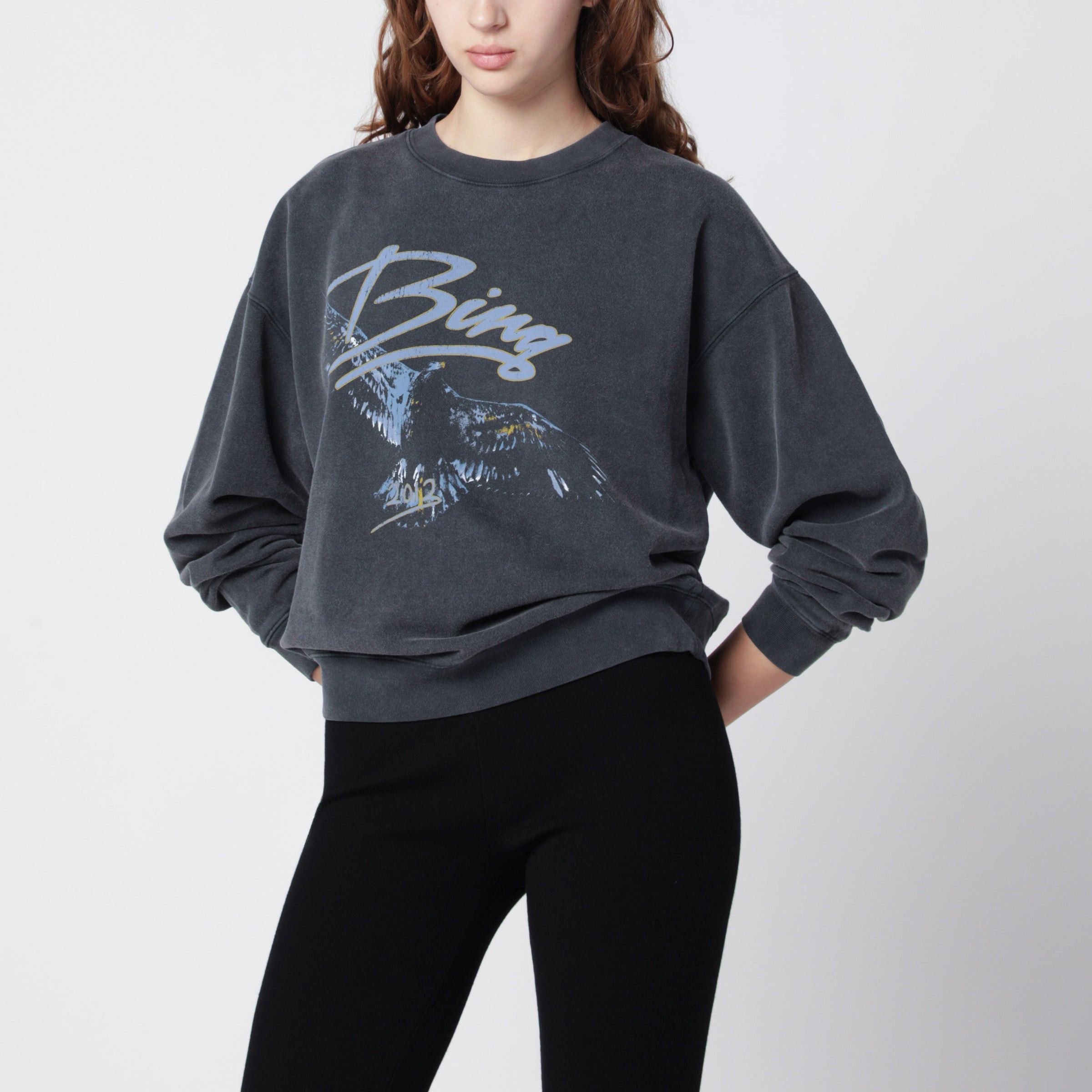 Anine Bing Anine Bing Spencer Eagle Washed Black Sweatshirt Size S / US 4 / IT 40 - 1 Thumbnail