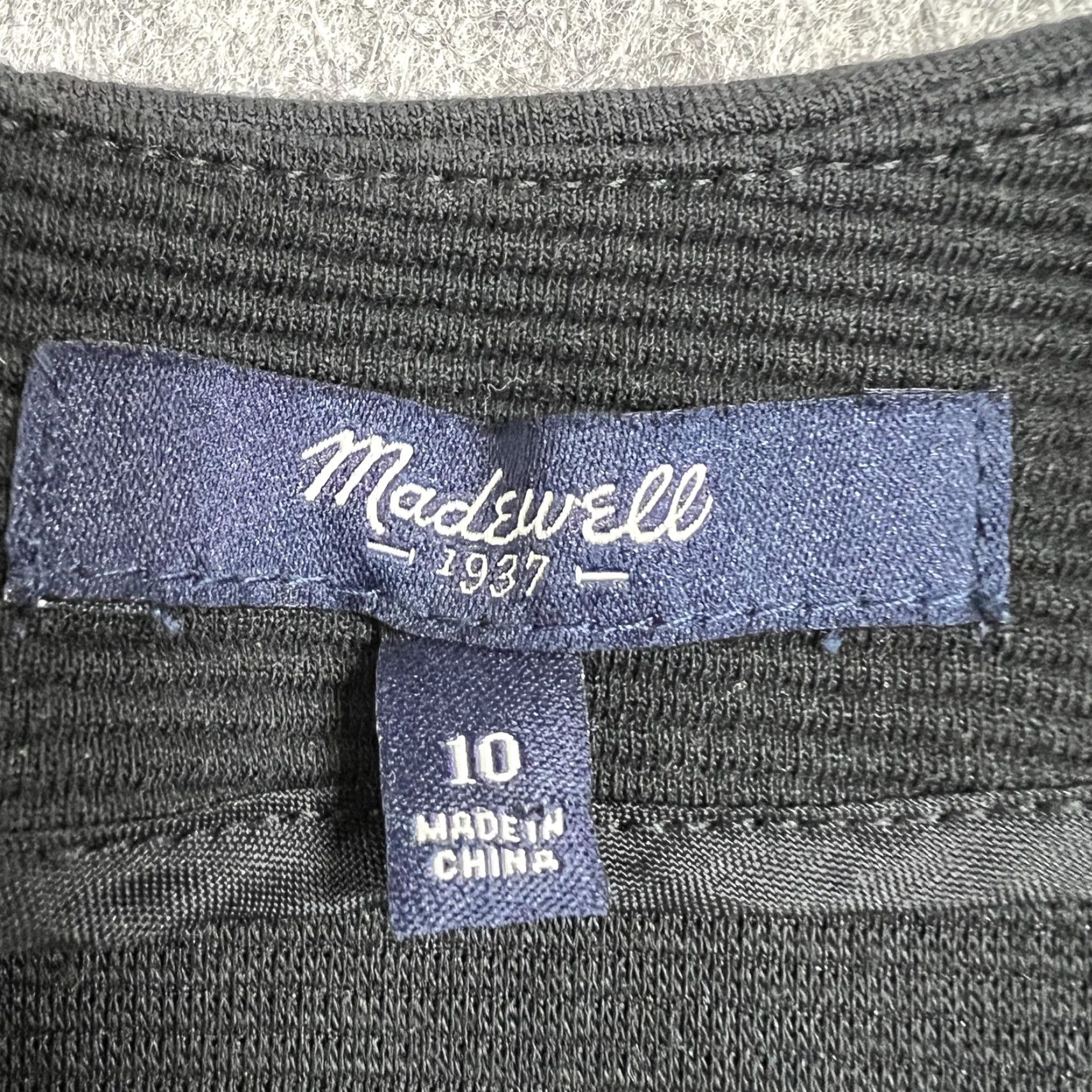 Madewell Madewell Dress Womens 10 Navy Colorblock Fit & Flare Pockets Crew Neck Short Sleeve Office Workwear Size L / US 10 / IT 46 - 3 Thumbnail