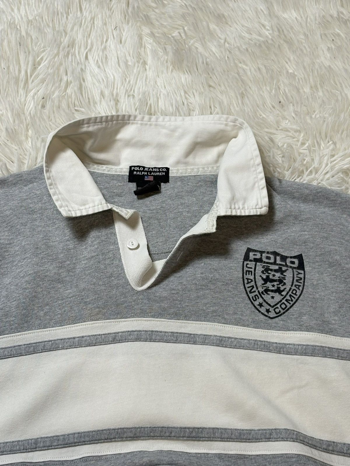 Ralph Lauren Grey & White Rugby Shirt Ralph Lauren Men’s XL – Vintage Size US XL / EU 56 / 4 - 2 Thumbnail