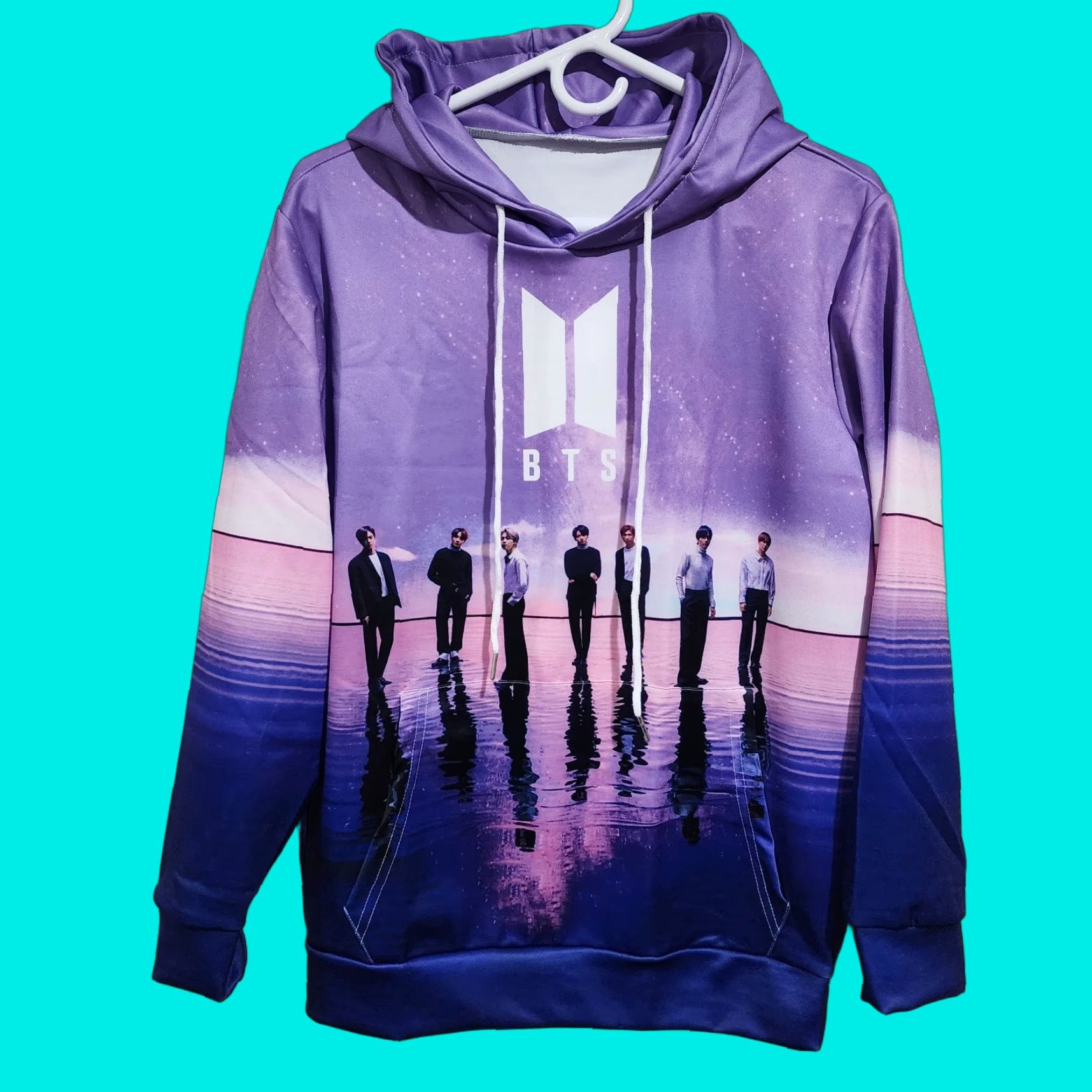 Pinko NWOT BTS Band Purple Pink Long Sleeve Hoodie Sweatshirt Water Polyester Sz S Unisex Adults Regular Hooded Pullover Sweatshirt Winter Fall Spring Size US S / EU 44-46 / 1 - 1 Thumbnail