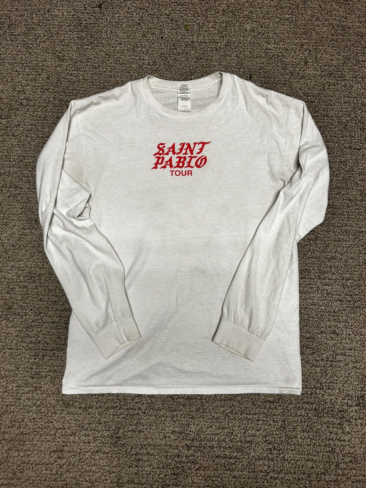 image of Kanye West Saint Pablo OG White + Red Tour Long Sleeve M, Men's (Size Medium)