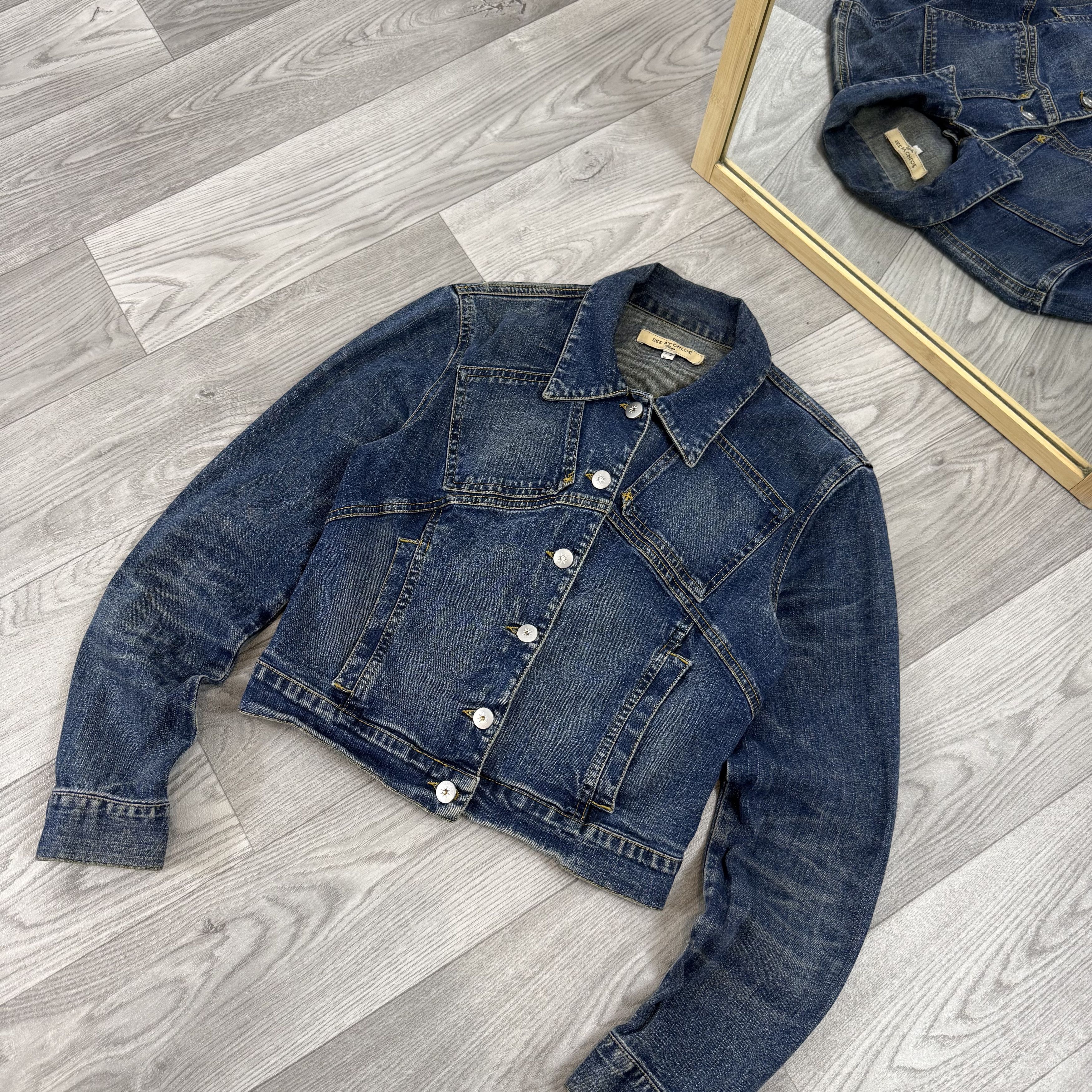 See by Chloe Vintage See By Chloe Blue Croppped Denim Trucker Jacket Size S / US 4 / IT 40 - 4 Thumbnail