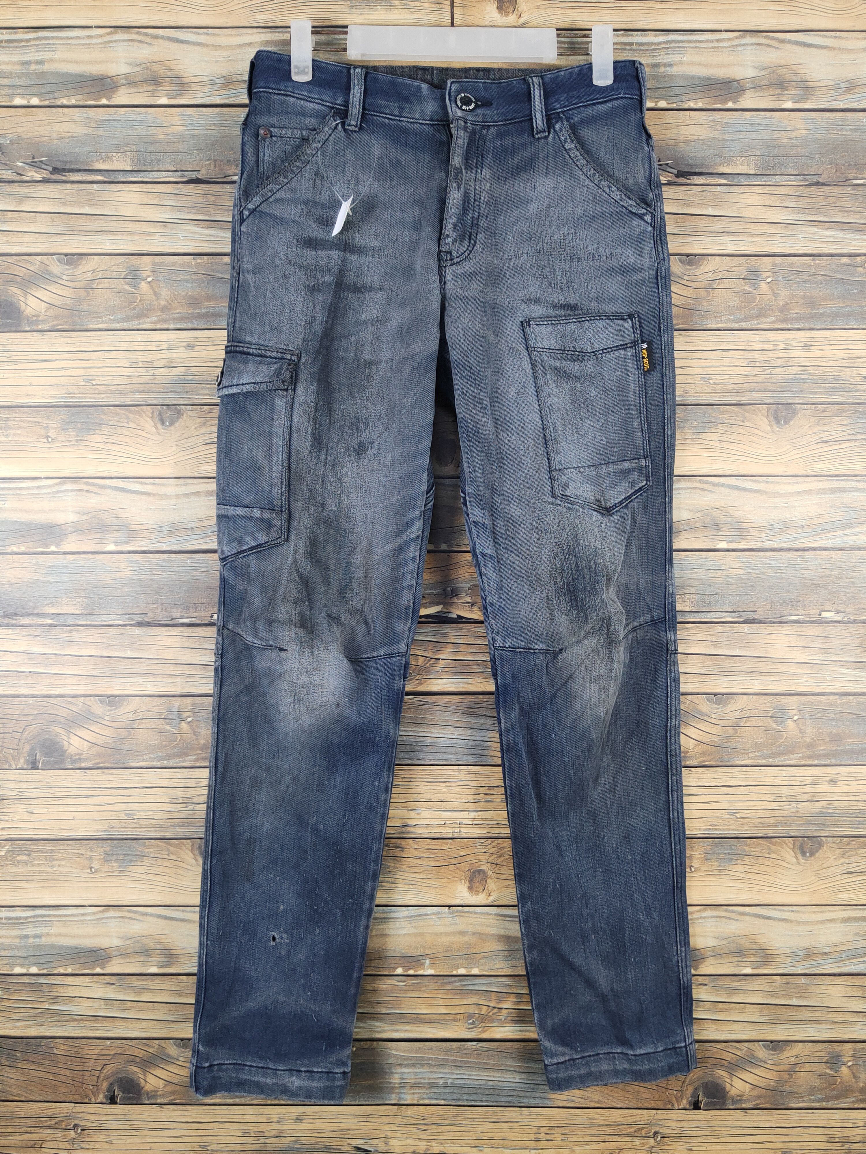 Japanese Brand Hop-Scot Dark Blue Faded Distressed Ripped Jeans #W1983 Size US 30 / EU 46 - 1 Thumbnail