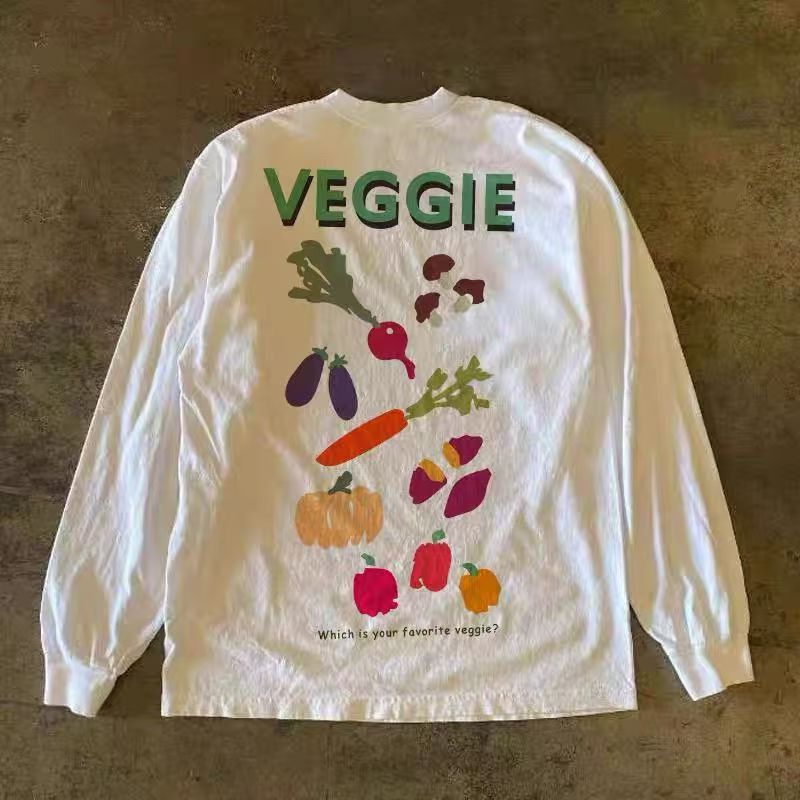 Japanese Brand White washed vintage vegetable print long-sleeved t-shirt Size US 32 / EU 48 - 1 Thumbnail