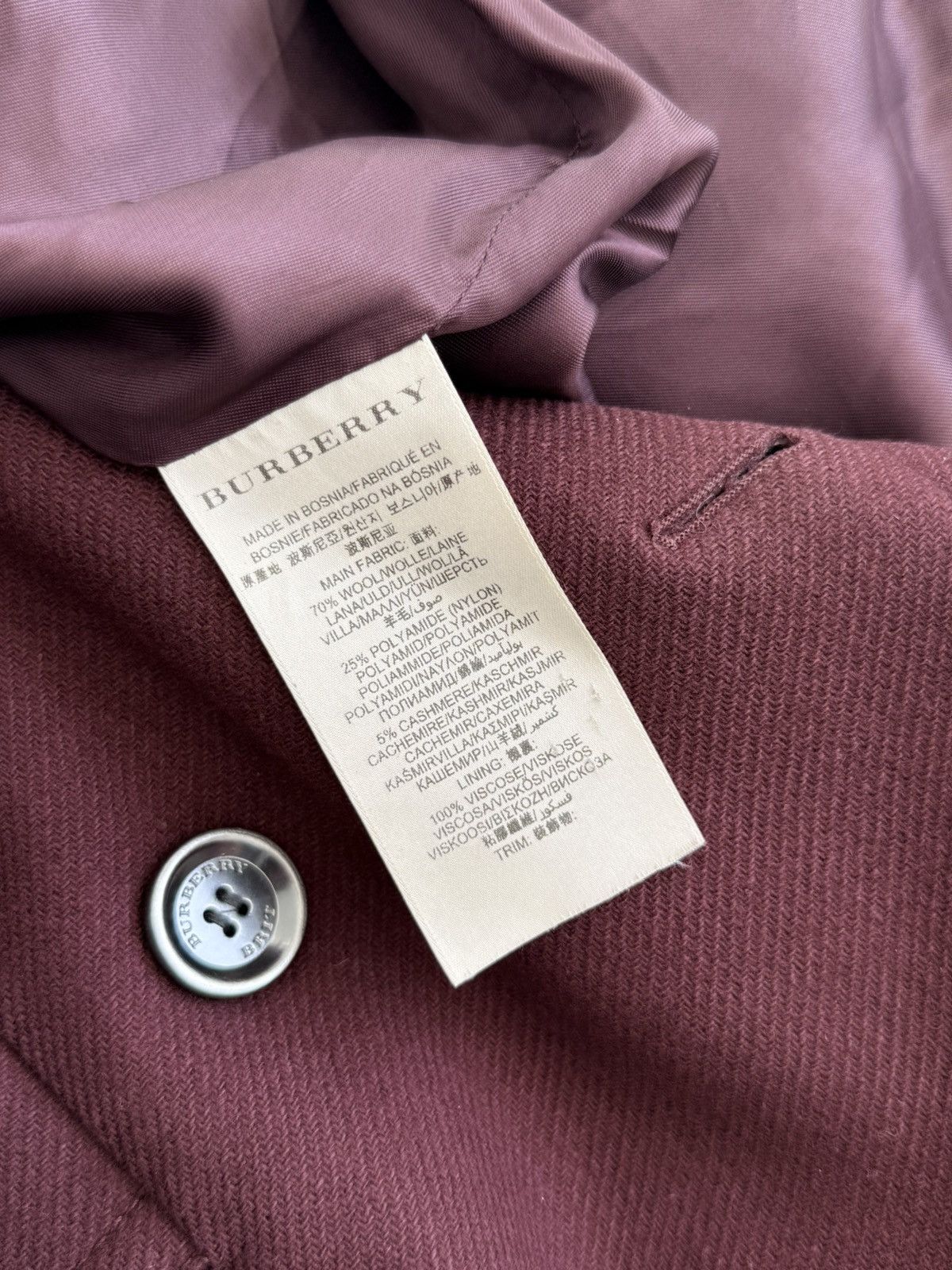 Burberry Burberry Brit Burgundy Wool Peacoat Double Breasted Coat Size S / US 4 / IT 40 - 10 Thumbnail