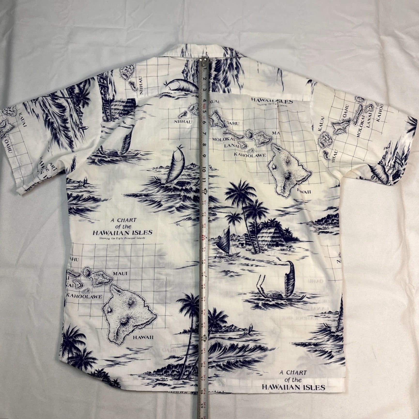 Vintage VINTAGE Rai Nani Hawaiian Shirt Men L White Chart Of Hawaiian Islands Shirt Short Sleeve Mens White Hawaiian Islands Vintage Size US L / EU 52-54 / 3 - 6 Thumbnail