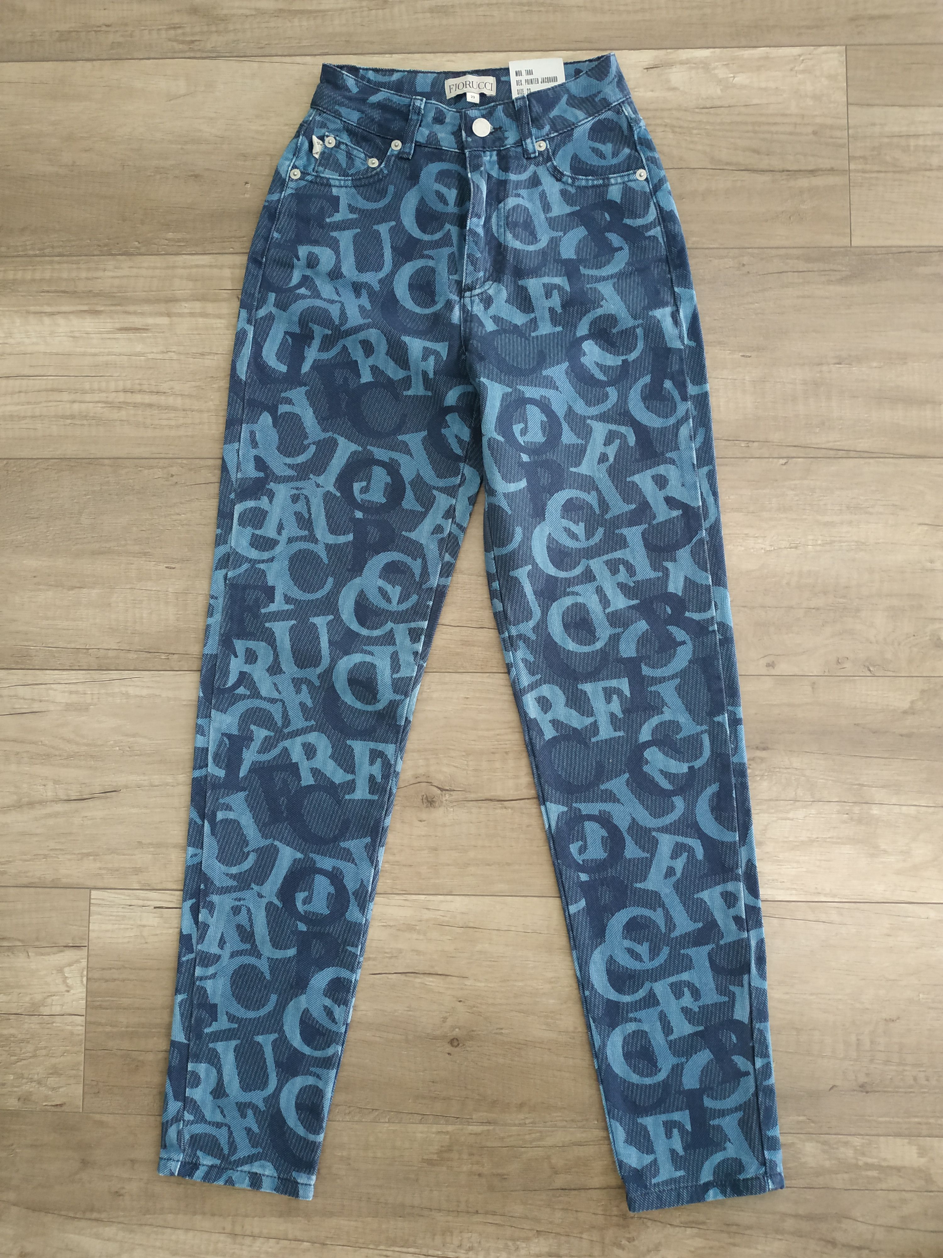 image of Fiorucci Blue Print Women's Jeans, Size 23, Fit. Xxs-Xs