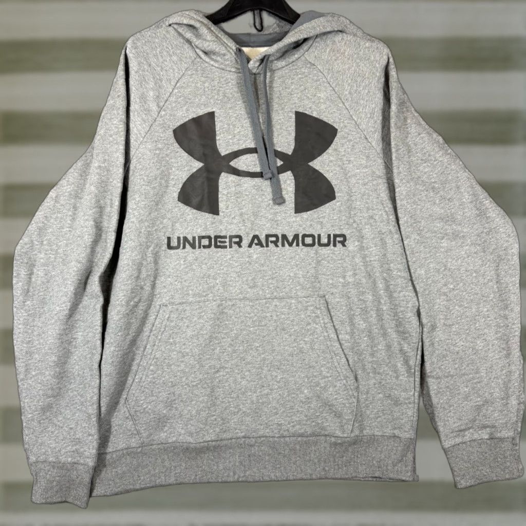 Under Armour Under Armour Hooded Sweatshirt Mens L Gray Drawstring Fleece Pullover Logo Size US L / EU 52-54 / 3 - 1 Thumbnail