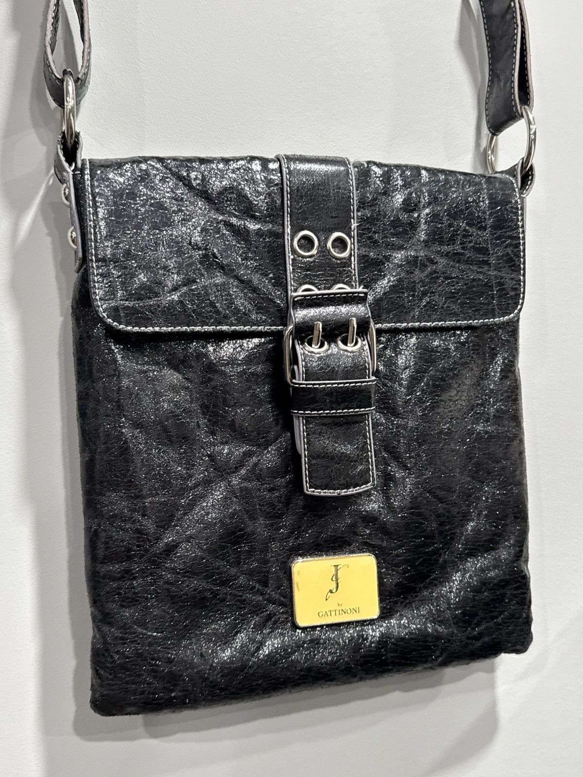Other J by Gattinoni Distressed Leather Messenger Bag Y2K Archive Size ONE SIZE - 3 Thumbnail