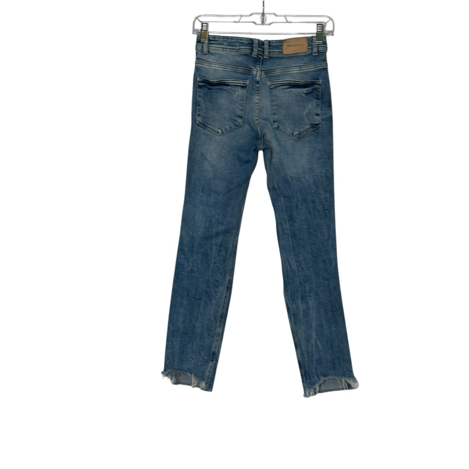 Zara Trafaluc Denimwear blue distressed straight leg jeans size 4 Size 27" / US 4 / IT 40 - 5 Thumbnail