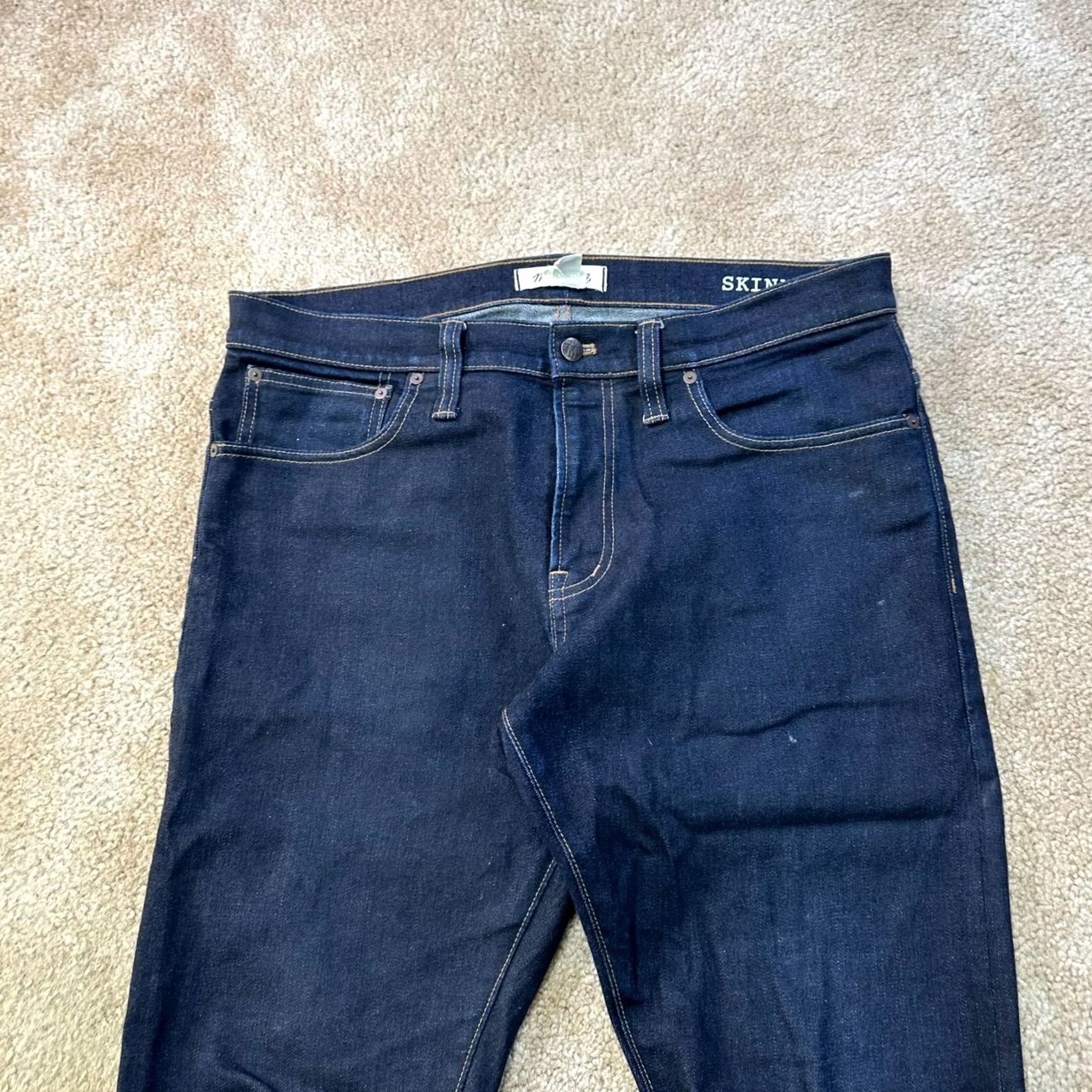 Madewell Madewell Jeans Mens 36x32 Blue Selvedge Skinny Dark Wash Stretch Denim MA260 Jeans Slim 5-Pocket Mens Regular Blue 32in Inseam Skinny MA260 Size US 36 / EU 52 - 3 Thumbnail