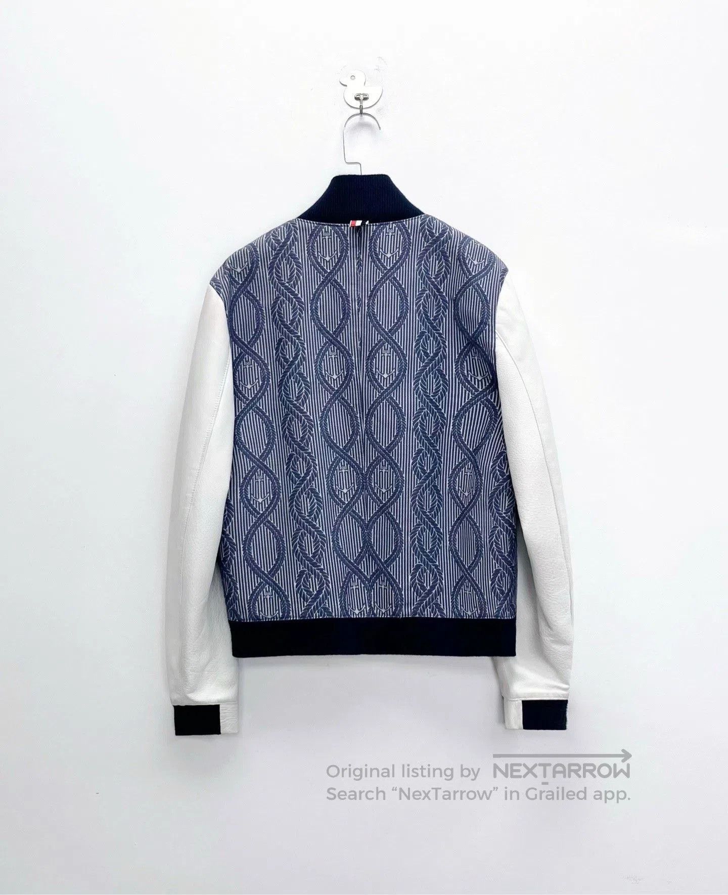 Thom Browne Thom Browne Anchor Ribbed Leather Patch Baseball Jacket. Size US S / EU 44-46 / 1 - 2 Thumbnail