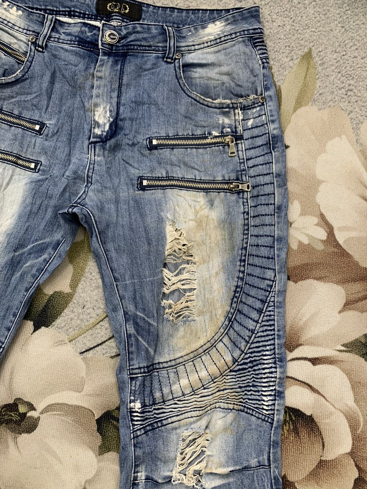 Japanese Brand Distress GOLD Biker Like Denim Pant Size US 33 - 5 Thumbnail