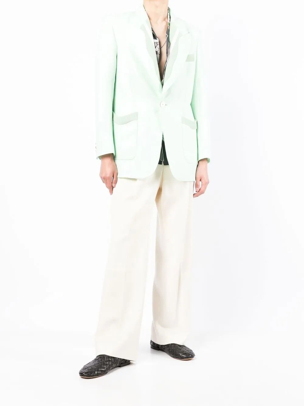 Casablanca o1mle0326 Single Breasted Rib Blazer in Mint Green Size US M / EU 48-50 / 2 - 2 Thumbnail