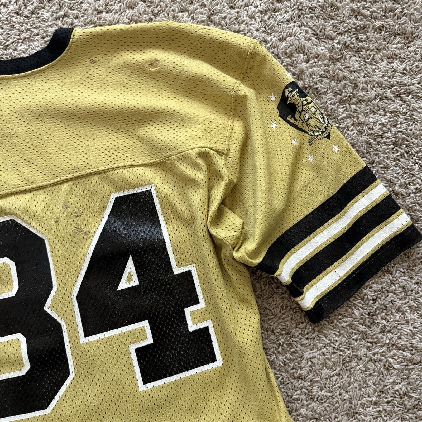 Champion × Vintage Vintage 80’s Champion Cropped Football Jersey Yellow Black Size US L / EU 52-54 / 3 - 10 Thumbnail
