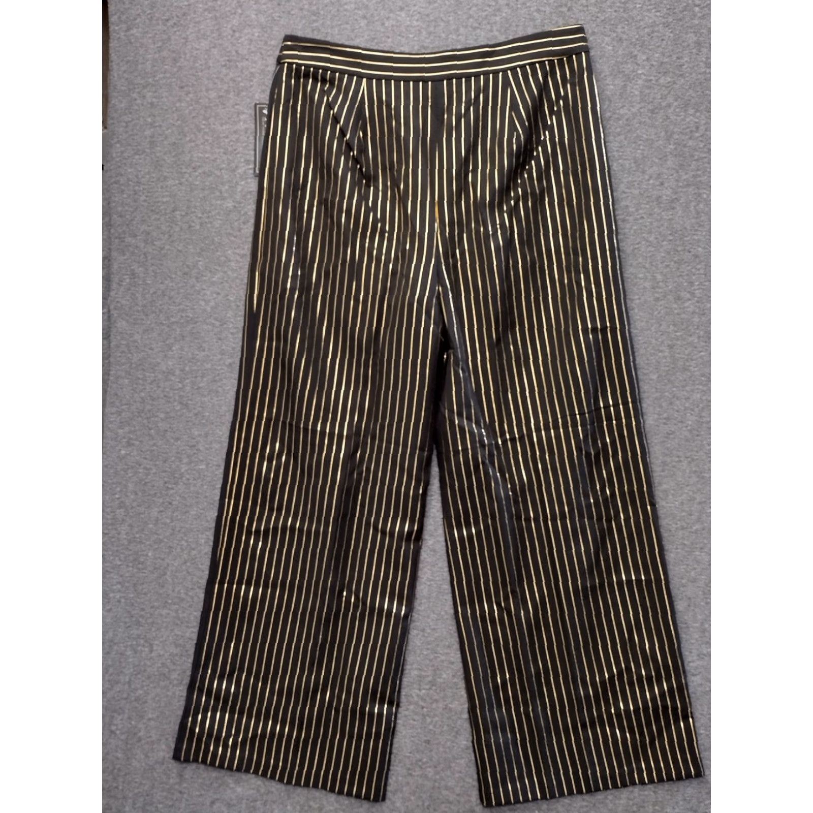 Vintage NYCC Women's Large Black Gold Striped Relaxed Fit Pull-on Drawstring Stretch 16 Size ONE SIZE - 2 Thumbnail