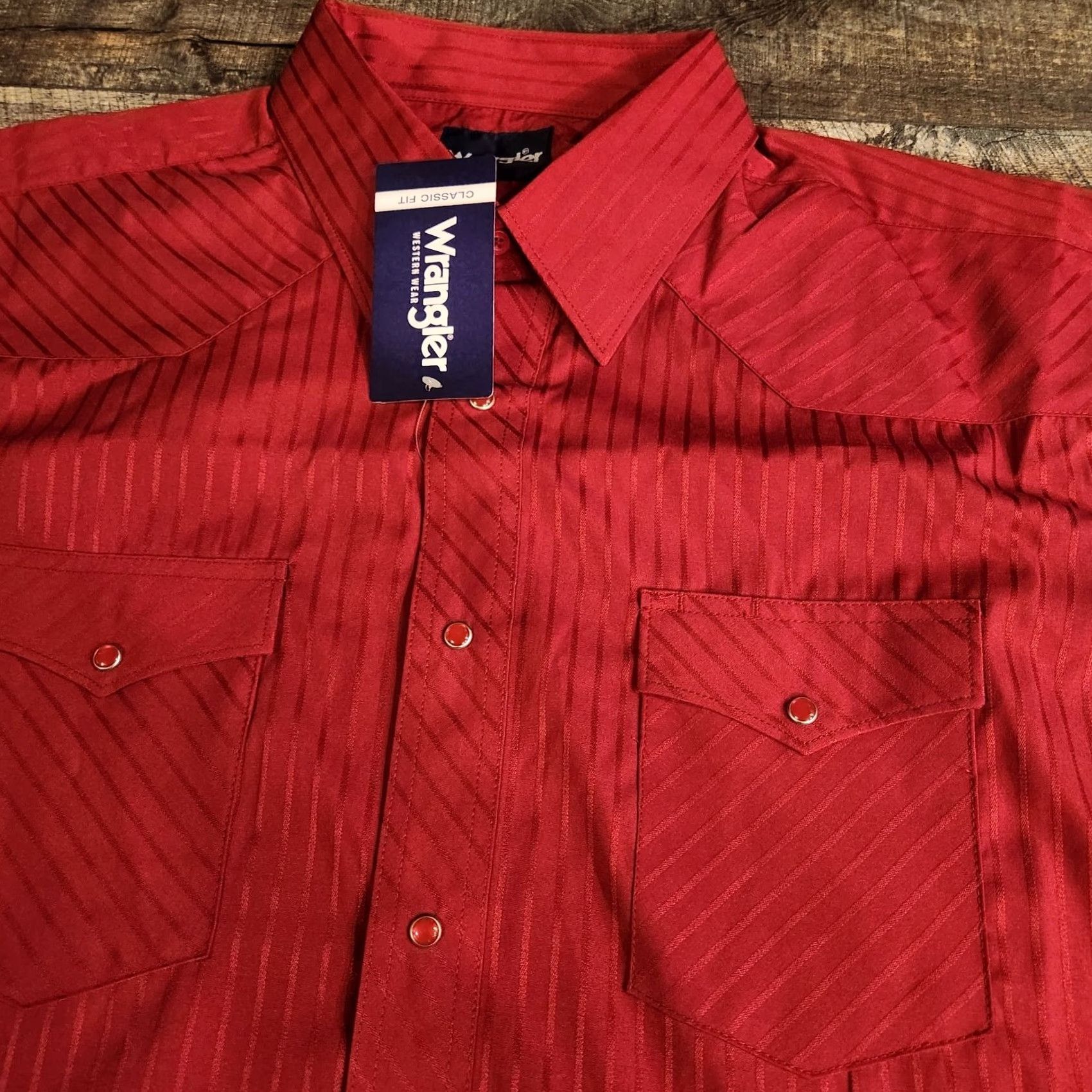 Wrangler Wrangler Pearl Snap Shirt Mens 2XL Red Striped Western Cowboy Rodeo New! Size US XXL / EU 58 / 5 - 2 Thumbnail