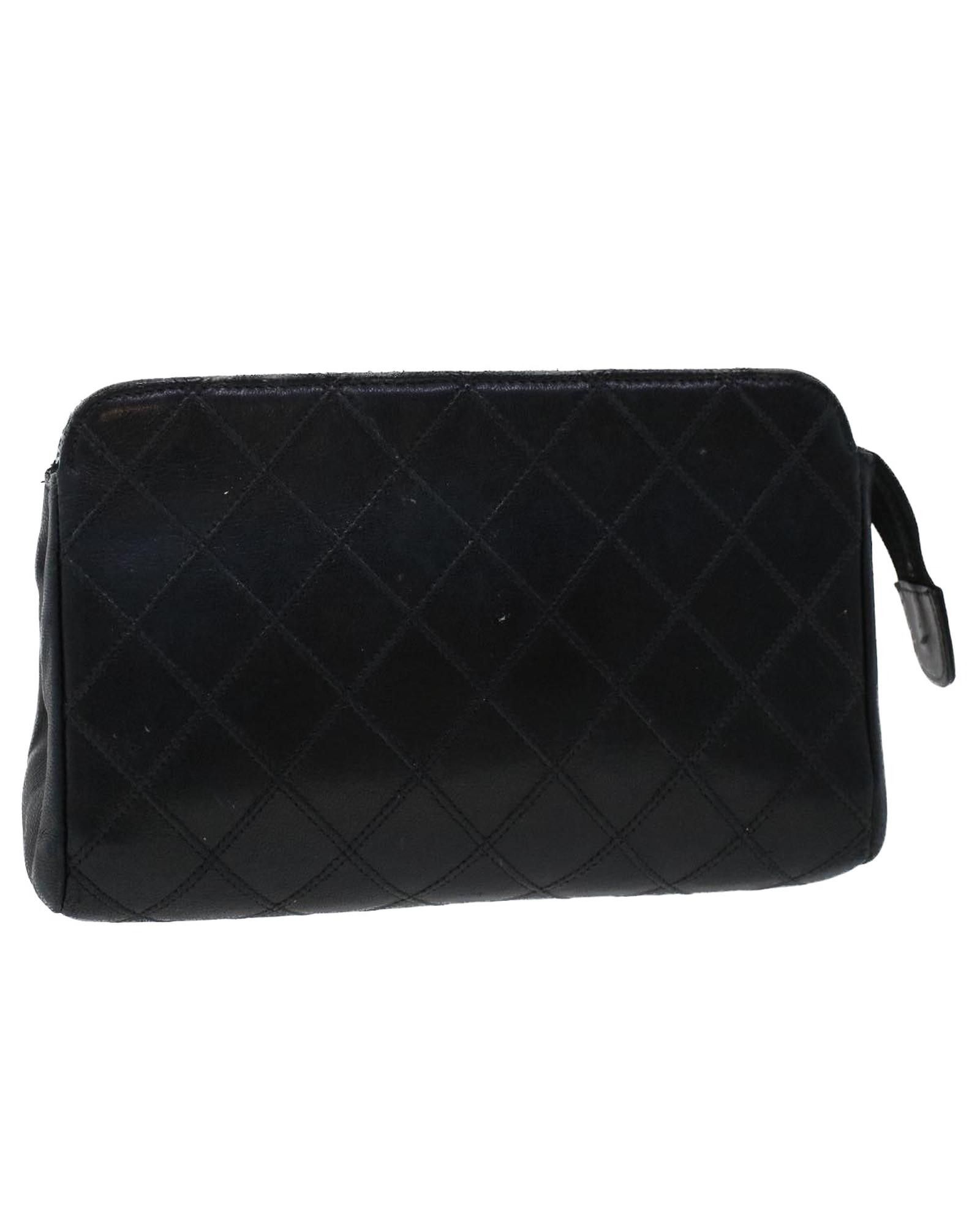 image of Black Lamb Skin Cc Pouch - Authentic Chanel, Women's