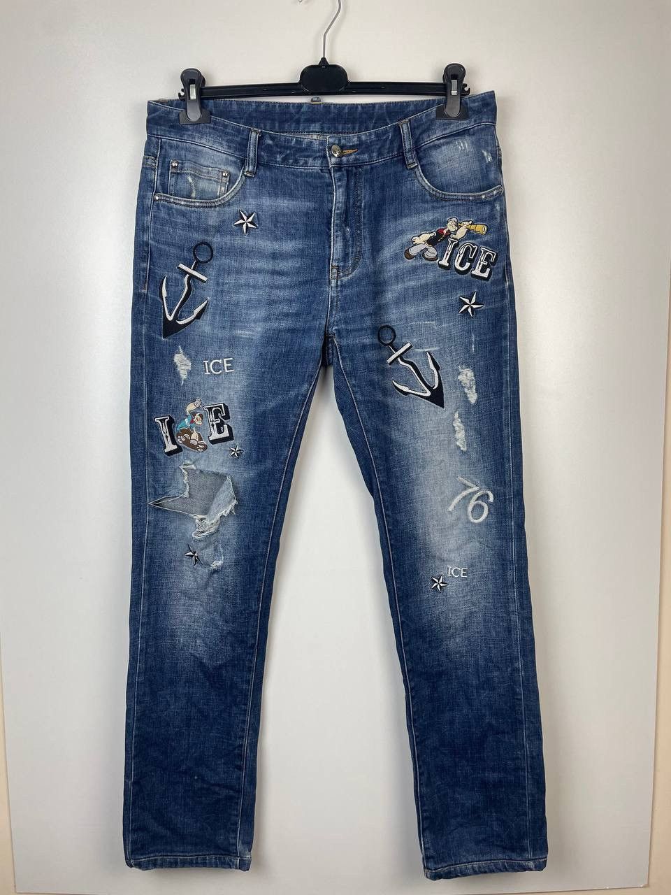 image of Ice Iceberg Denim Jeans With Popeye Looney Tunes Size 34 in Blue, Men's