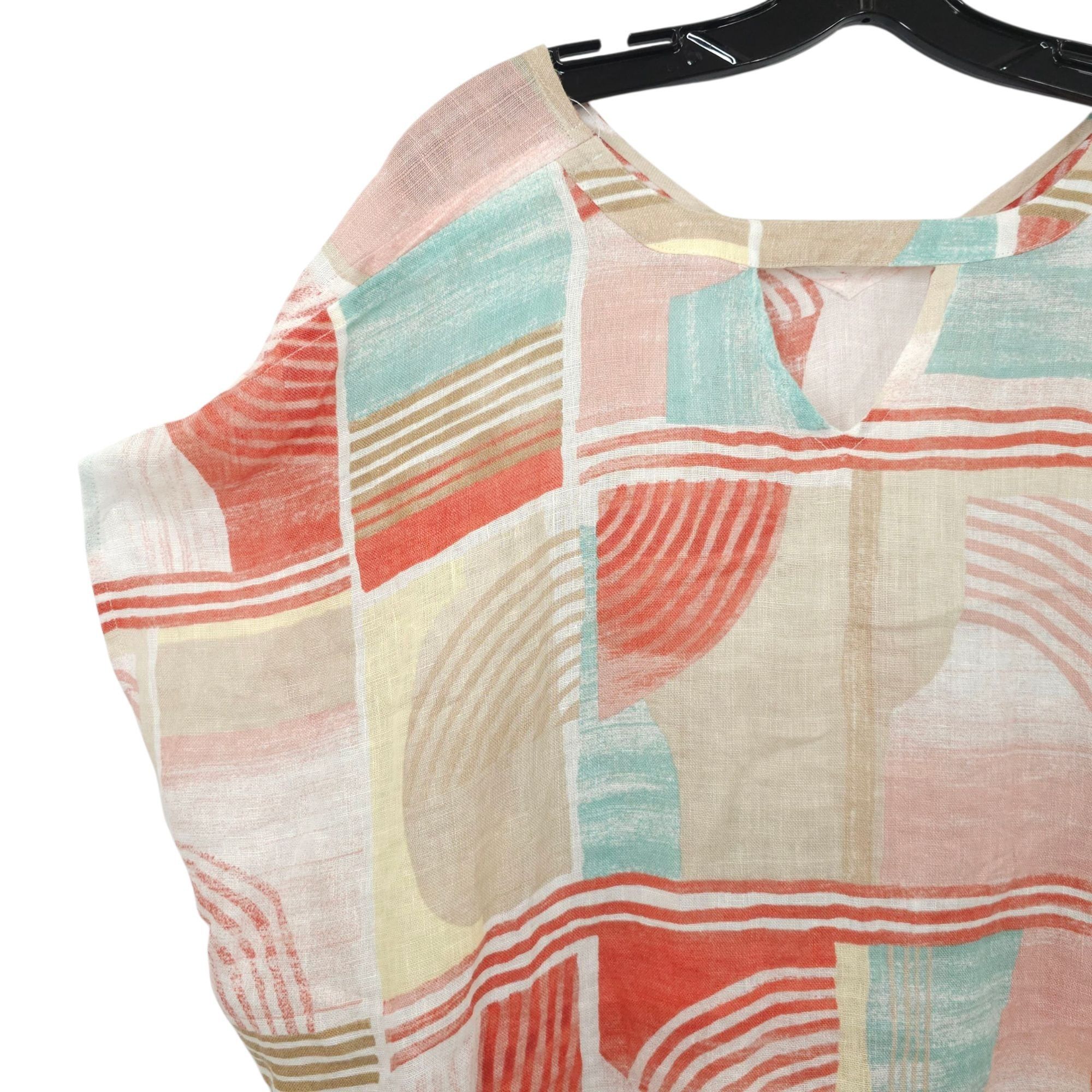 Chicos Chicos Linen Poncho Blouse Womens Size S/M Geometric Keyhole Size S / US 4 / IT 40 - 13 Thumbnail