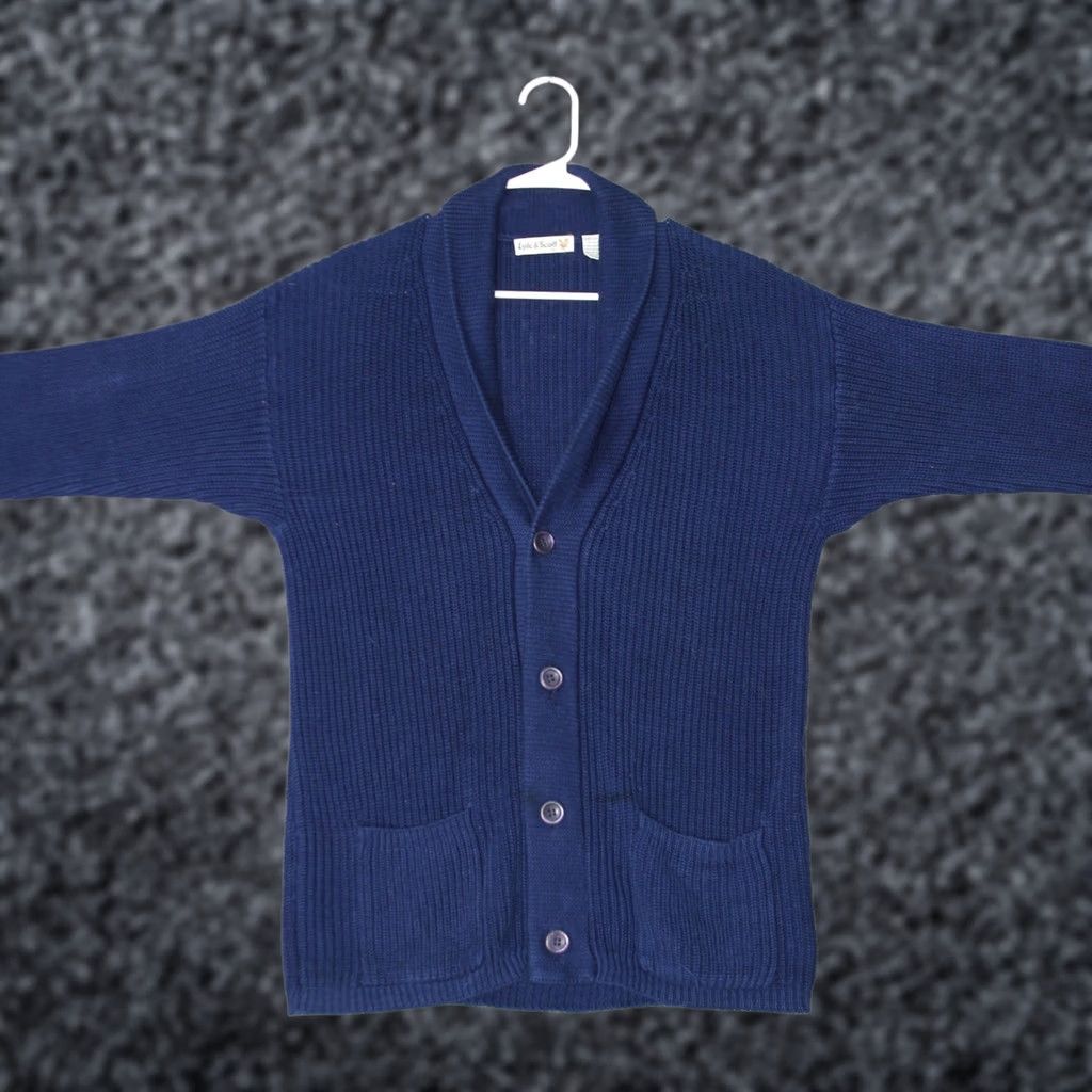 Lyle & Scott VINTAGE Lyle & Scott Cardigan Mens S Blue Shawl Collar Cotton Sweater Size US S / EU 44-46 / 1 - 1 Thumbnail